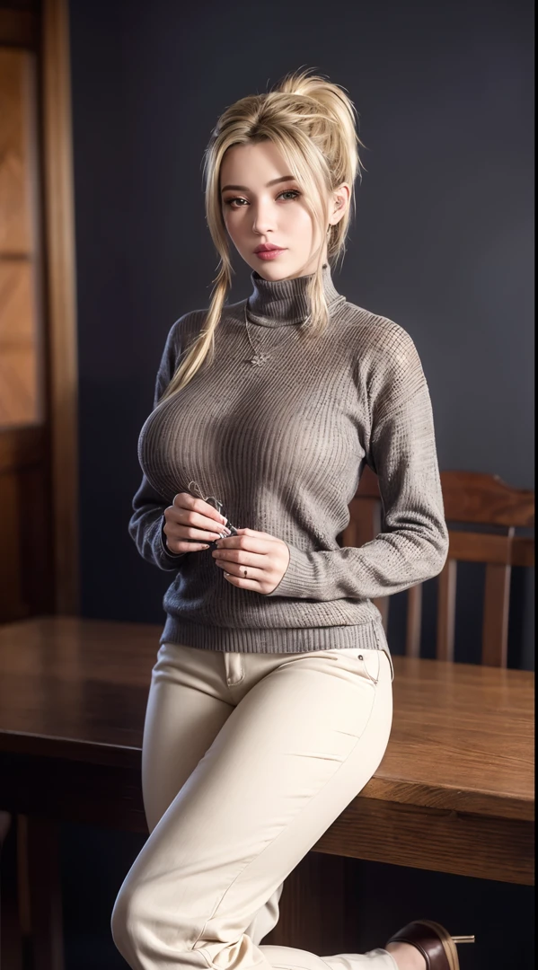 huge breast. excellent breast, masterpiece,ultra realistic,32k,extremely detailed CG unity 8k wallpaper, best quality, masterpiece,ultra realistic,32k,extremely detailed CG unity 8k wallpaper, best quality,(winter day ),lady ,necklace ,eardrop, Grand Canyon, United States, ( Orchid Pair a fitted turtleneck sweater with wide-leg pants and loafers. ) , Ash blonde hair pigtails ,