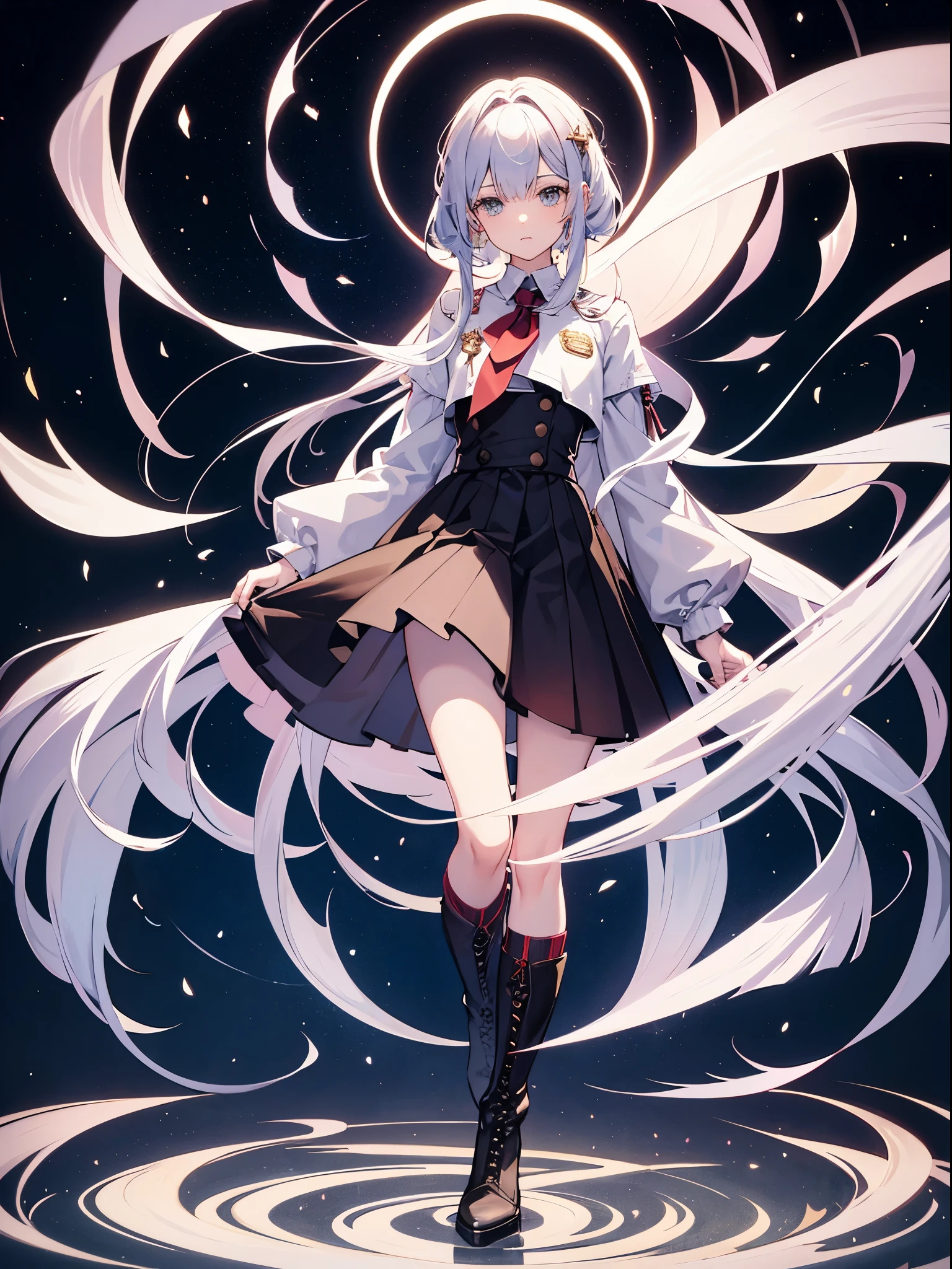 full body shot shot,idoly,portrait,solo person,over knee socks,hair pin,frilld,Boots that are thigh-length,Beautiful boy,,Magical Boy