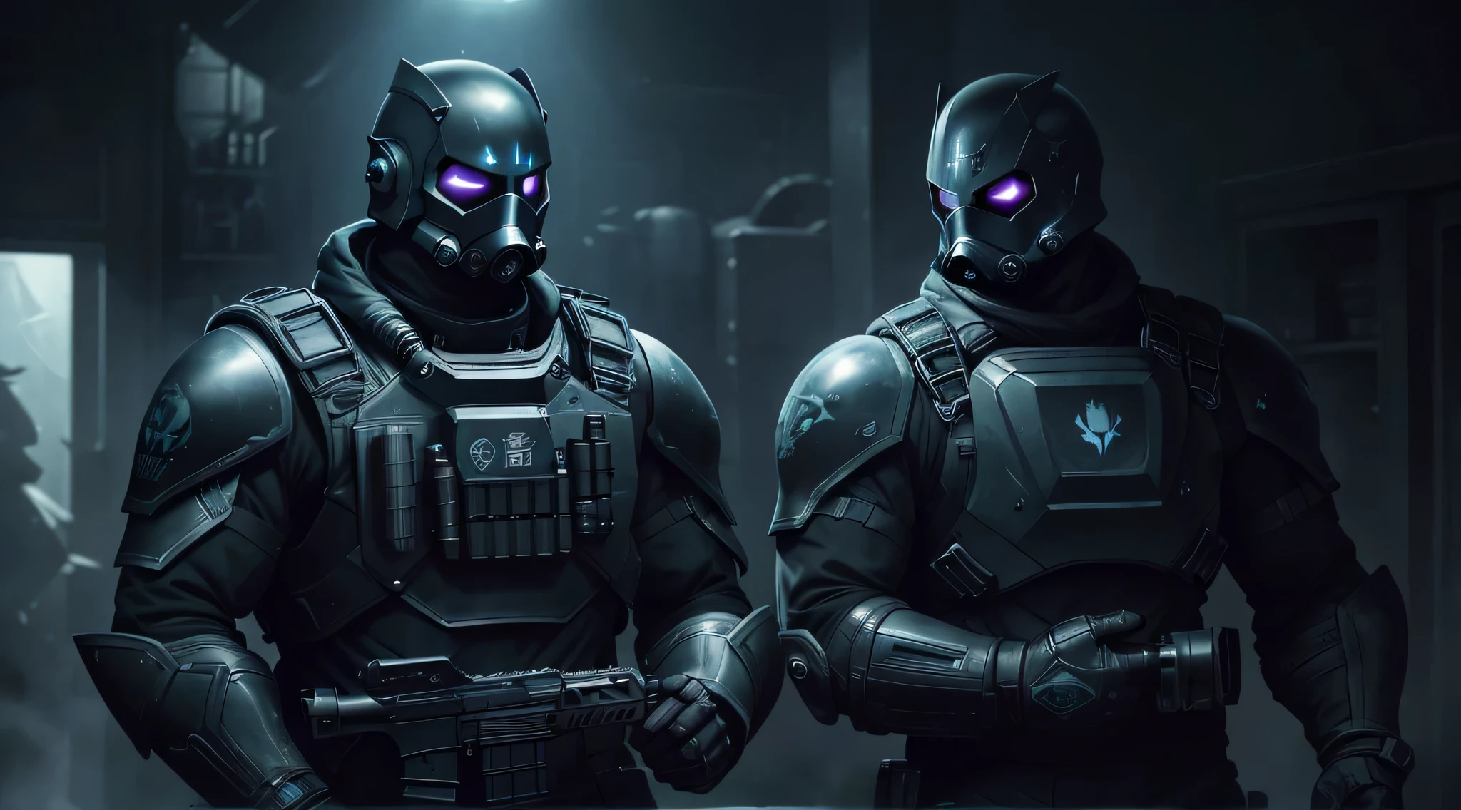top-quality、Top image quality、masterpiece、charicature((Combat Armor、black full face mask,Black spacesuit、gas masks、Hold an assault rifle、well-muscled、Green glowing body line、bulletproof vest、fighting poses)),hiquality、Beautiful Art、Background with((Inside the spacecraft、dark ilumination、Dark smoke、broken cable))、masutepiece、Elaborate design、visualart、Perfect Art、Horror movie style、large amounts of isomers