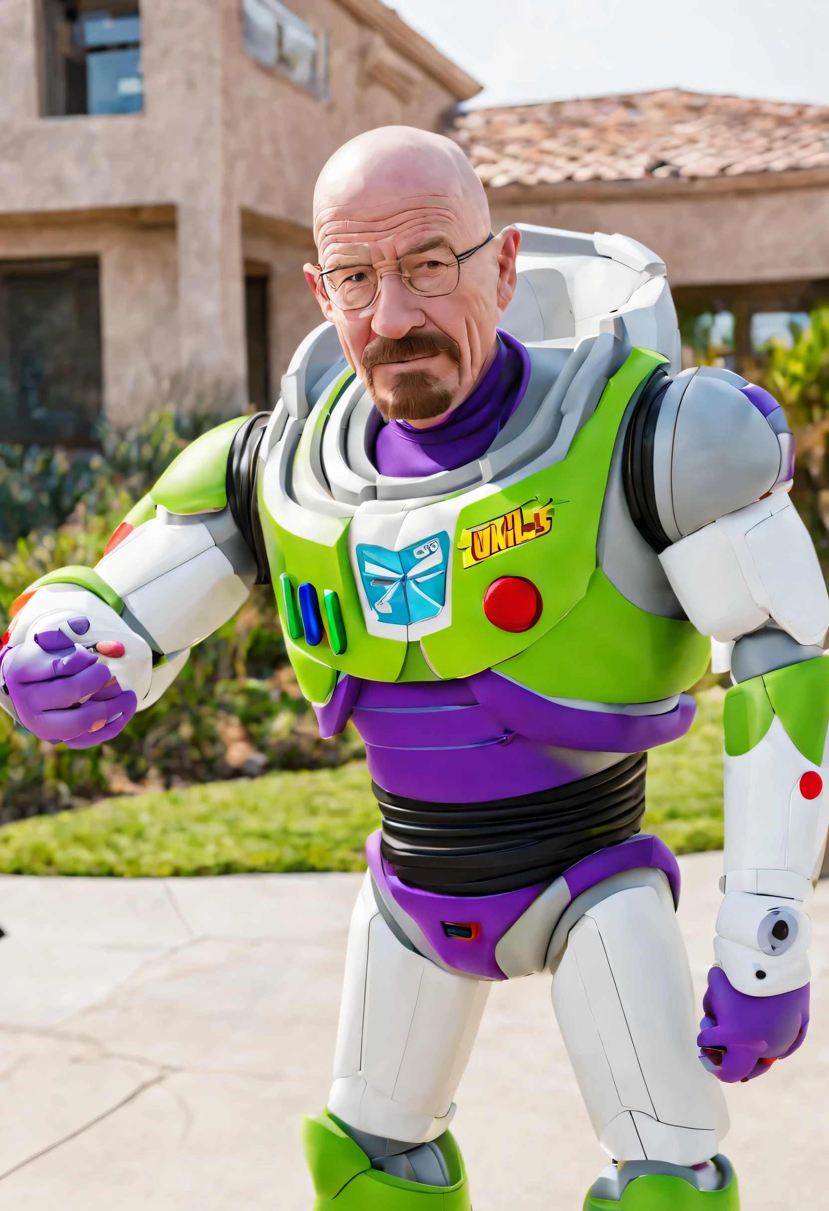 Bald Walter White, Buzz Lightyear, shaking hands