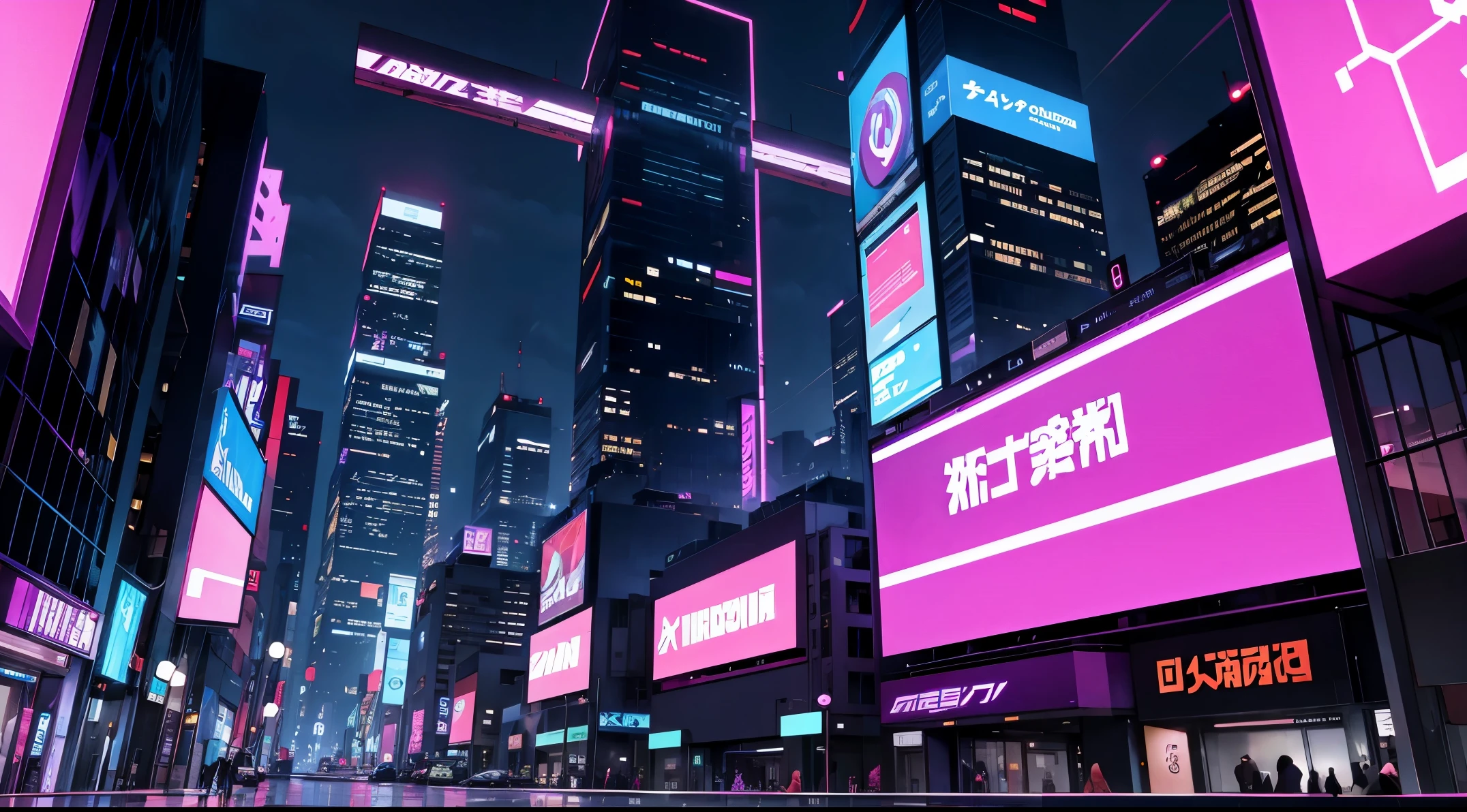 Futuristic city, cyberpunk violet、Neon Street、jpn