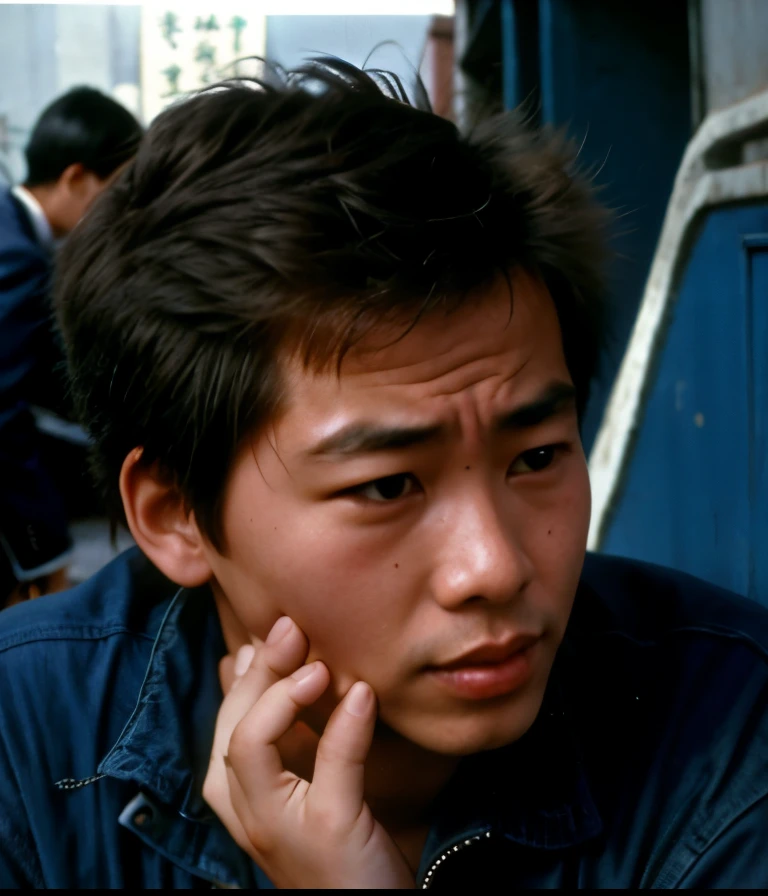 Homosexuals in rural China in the 1980s,Nervous sad expression