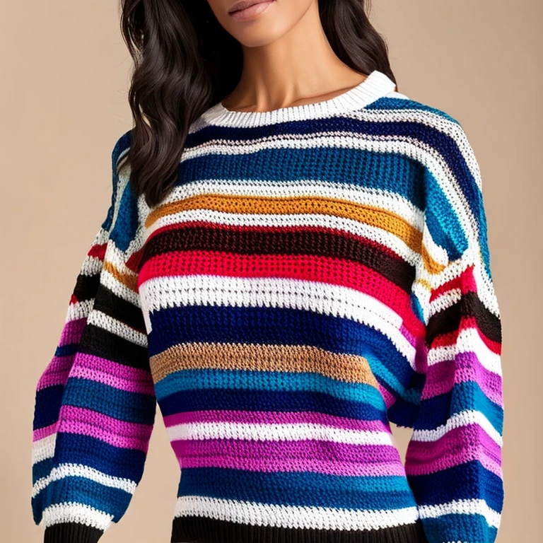 Crochet multicolor striped sweater
