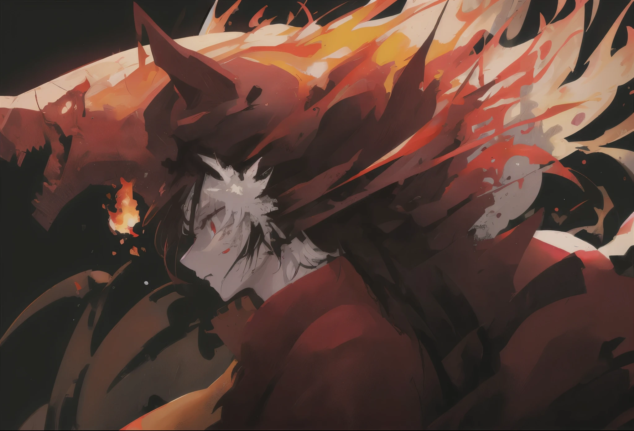 a close up of a demonic looking demon with red eyes, badass anime 8 k, fire demon, anime epic artwork, 4k anime wallpaper, hd anime wallaper, anime wallpaper 4 k, anime wallpaper 4k, detailed digital anime art, profile picture 1024px, anime wallaper, anime art wallpaper 4k, anime art wallpaper 4 k