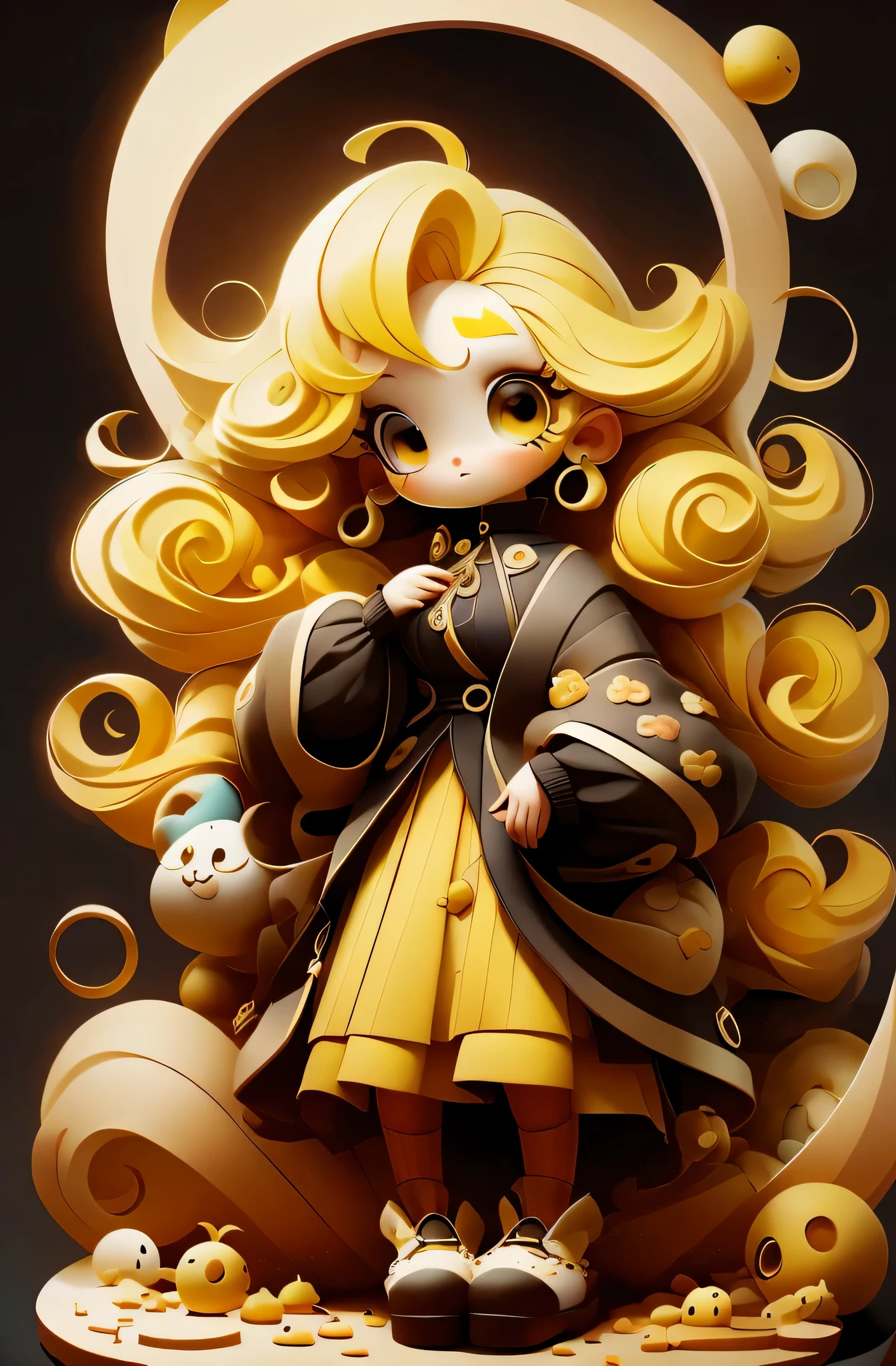 plastican00d， 1 girl， A yellow-haired one， luxurious fabrics， dither， Profound， looking at viewert， Striped background