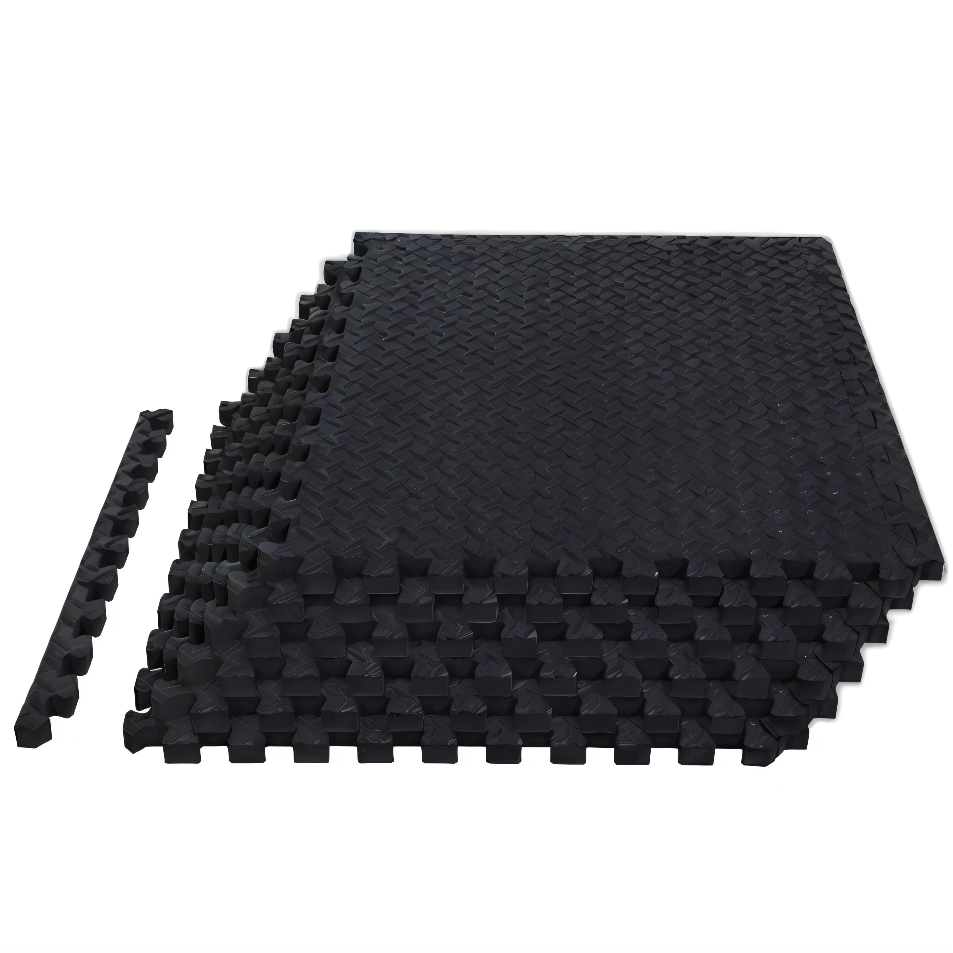 there are four Black tiles on the floor with a Black peg, 3 2 x 3 2, 1 6 x 1 6, foamy, Outcome, Black square shapess on 4 corners, cubes, Incredible depth, iso-distance view, wholesome, Thousand households, hexagonal shaped shaped, Thick set features, hexagonal shaped, square shapes, Modular, Black, textured base ; product photograph