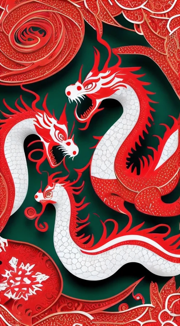 2024,Art fonts,new year,fundo vermelho,chinesedragon,Stas,Happy,bright,festive atmosphere