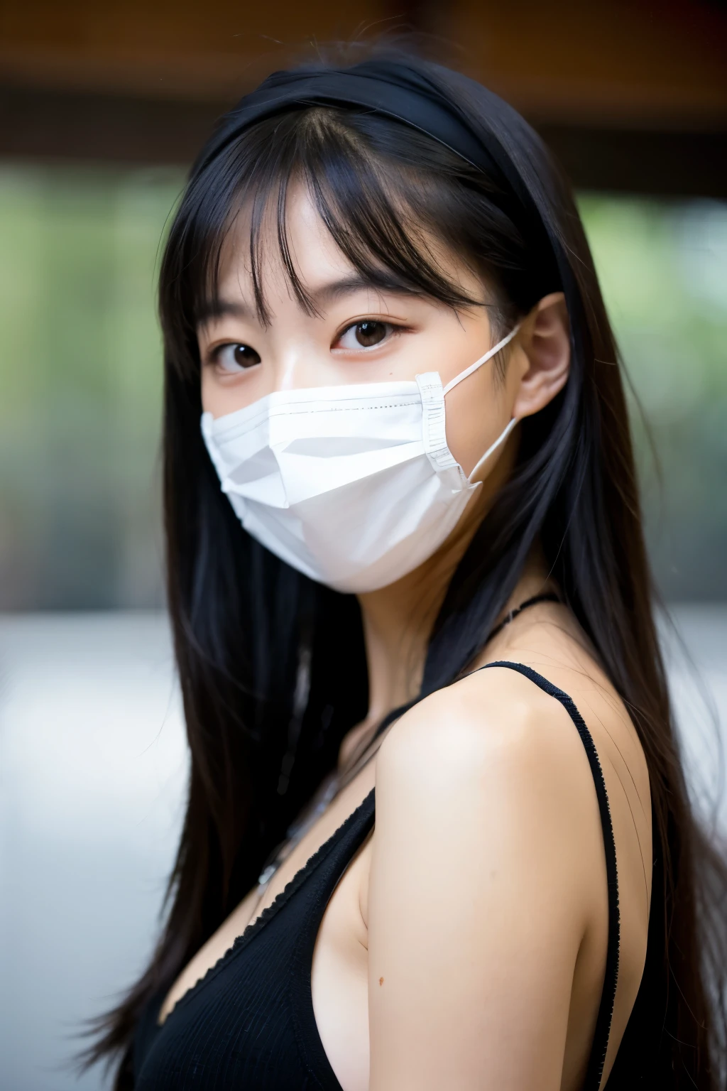 girl in black mask