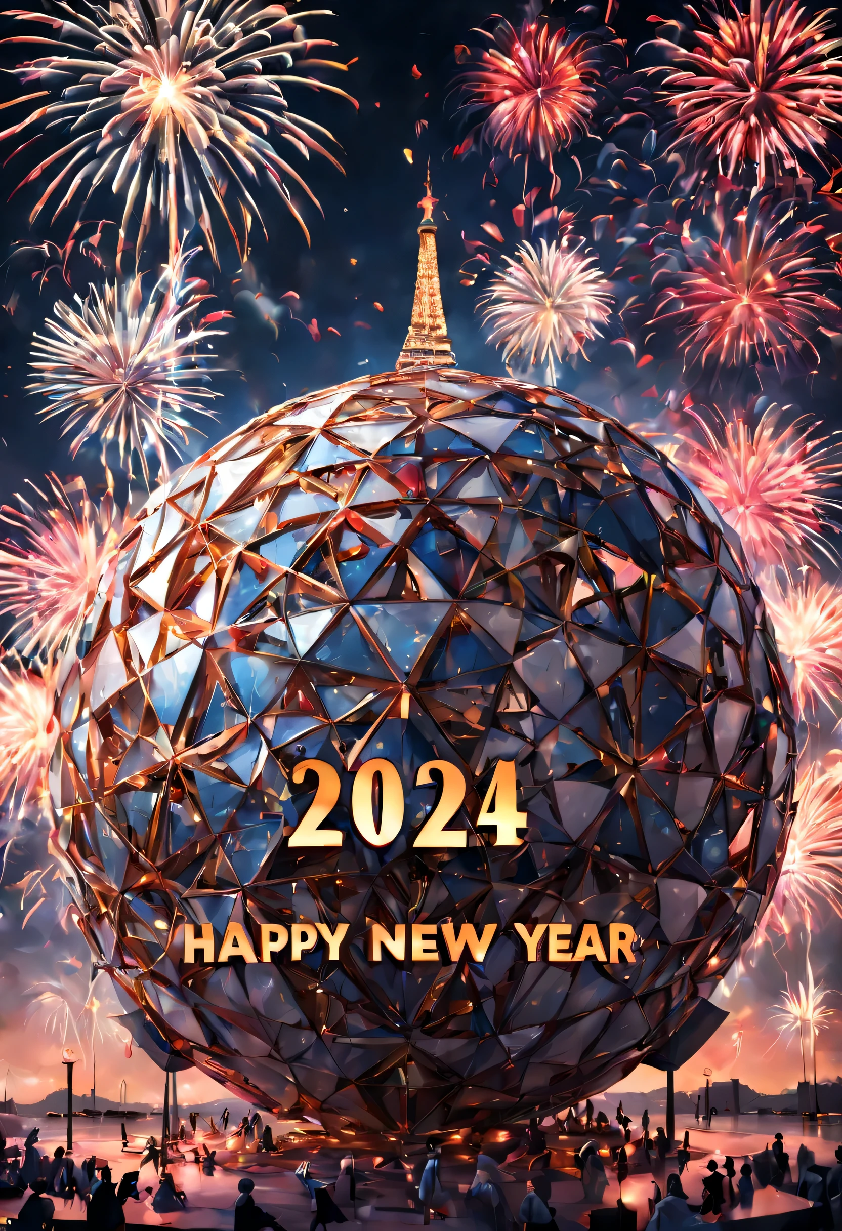 Happy New Year 2024, (best composition), (masutepiece), (Best Quality), (ultra high detail)