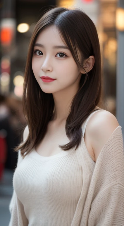 masutepiece, Best Quality, Illustration, Ultra-detailed, finely detail, hight resolution, 8K Wallpaper, Perfect dynamic composition, Beautiful detailed eyes, Gorgeous black fluffy Tokyo winter clothes,Medium Hair,small tits,Natural Color Lip, Bold sexy poses,Smile,cafes、20 years girl、Cute、Sexy shot looking at camera,Always blur the background,Perfect and beautiful face,Take only the face,beautiful and detailed face、slim face and style,Big eyes