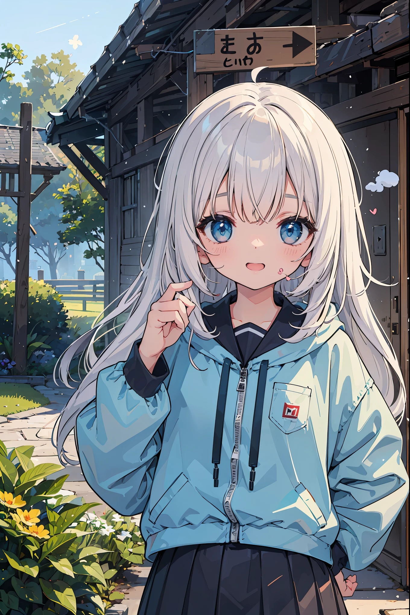 (Masterpiece, Top Quality, Top Quality, Official Art, Colorful Work, Portrait), Girl, Chibi, (White Breath: 1.5), (Happiness: 1.3), Garden, Snow, Particulate Fluorescent Luminescent Group, Cute, ( white breath: 1.5), cold