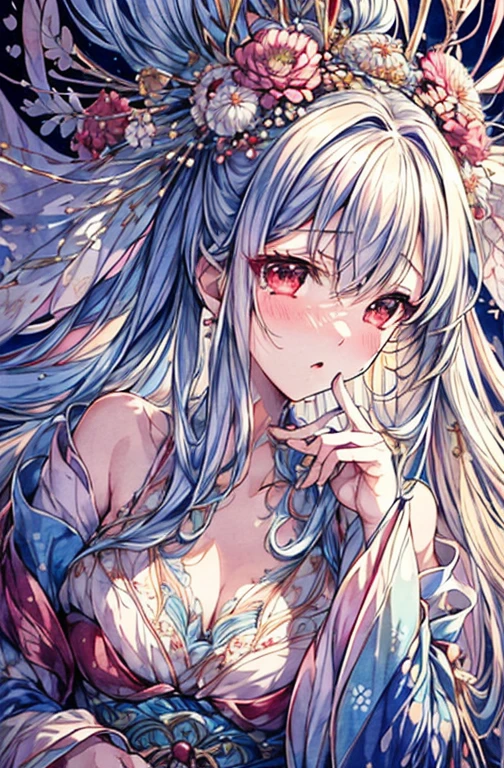 {{{{masutepiece}}}}, {{{ultra - detailed}}}, {{{hight resolution}}}, {{Good anatomy}}, (((Best Quality))), ((extremely delicate and beautiful)), {{an extremely detailed and delicate}}, {8k cg wallpaper}, {{Illustration}}, hair stick:1.4, Bokeh, (color difference:1.22), (1girl in:1),花魁, hiten1,