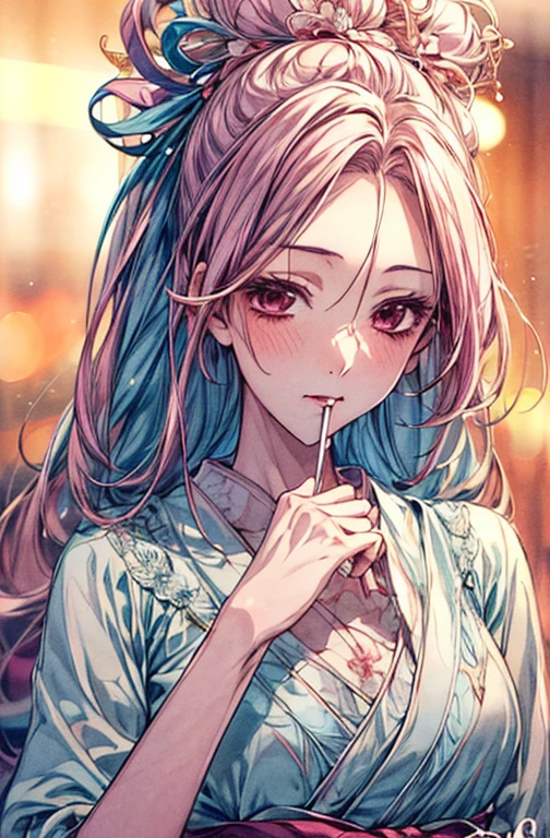 {{{{masutepiece}}}}, {{{ultra - detailed}}}, {{{hight resolution}}}, {{Good anatomy}}, (((Best Quality))), ((extremely delicate and beautiful)), {{an extremely detailed and delicate}}, {8k cg wallpaper}, {{Illustration}}, hair stick:1.4, Bokeh, (color difference:1.22), (1girl in:1),花魁, hiten1,Female, 20 years old、Beautuful Women、((full bodyesbian))