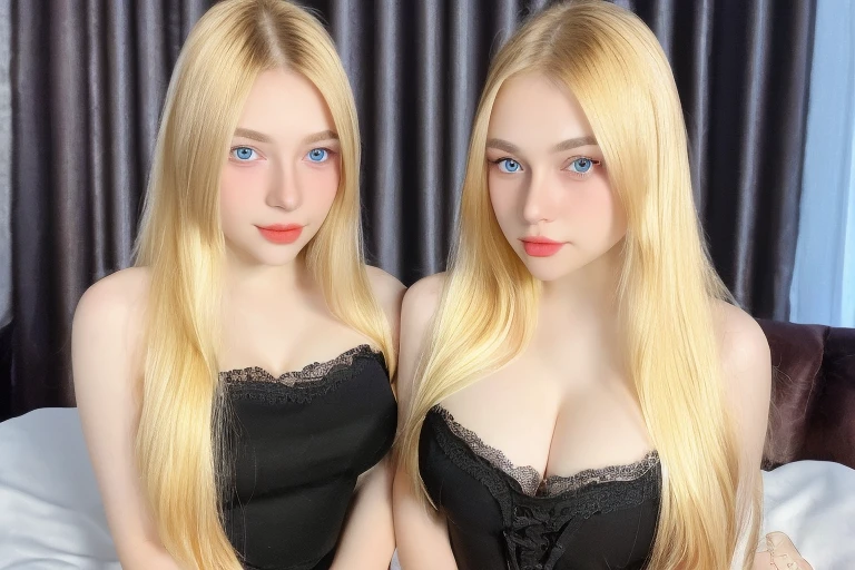 RAW,, Nikon Z 85mm, award-winning glamor photography, ((best quality)), ((masterpiece)), ((realistic)), beautiful russian women,((2 girls:1.4)),white lace dress, white skin, 18 years old, ((long blonde hair:1.3)), smile, hazel eyes, perky gigantic breasts, sitting in the bed, eiffel tower in the background, ((very gigantic breasts:1.3)), innocent, intricate details, highly detailed, sharp focus, professional, 4k, divine rays, hand model, stunning blue eyes, small, delicate, innocent, high resolution, detailed facial features, high detail, sharp focus, soft , aesthetic, extremely detailed, photo_\(ultra\), photorealistic, realistic, post-processing, maximum detail, roughness, real life, ultra-realistic, photorealism, photography, 8k uhd, photography, SEMHOUETTE light, russian face