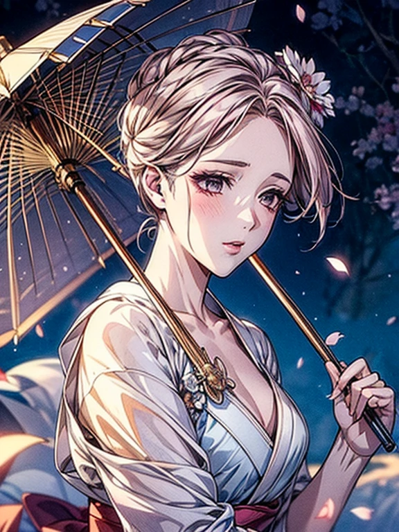 loose outfit、Show shoulders、壊れたsee -through着物の着方、Decorated with intricate patterns and bright colors、Transparent material that makes the skin shine、Artistic depiction of seductive woman in kimono with wet thin cloth and transparent skin, 流れるような絹のような伝統的なsee -through肌を持つ花柄で幻想的なパターン。Her dress draped elegantly around her curvaceous figure、Emphasizes her charming silhouette。She's a gentle fireworks night、Dynamic Posing、A sexyポージング、bathed in the soft glow of moonlight。The scene is、With a hint of mystery and sensuality、It exudes an ethereal dreamy atmosphere。The image style is、Incorporates a blend of watercolor and digital illustration techniques.、It makes you feel delicate beauty and charm。Soft moonlit lighting、Cast gentle highlights and shadows on her mesmerizing features。Dynamic Posing、Bold poses、The hand is somewhere、see -through、show through、A sexy、On the waterぬれて hair、On the waterぬれて、petals under the cherry blossoms、cherryblossom、The cherry tree、Sakura blizzard、buried、Transparent skin、On the waterぬれて clothes、Chest Pulling、Translucent clothes、On the water、