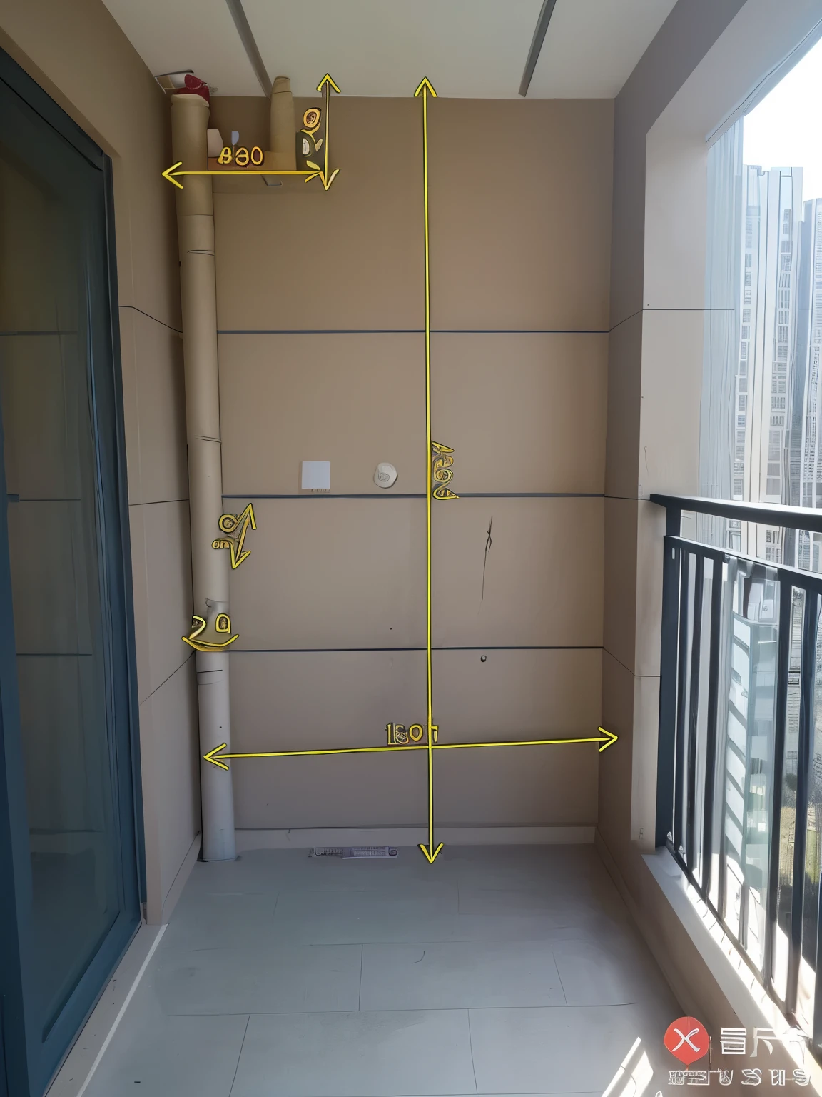 Generate a minimalist balcony cabinet