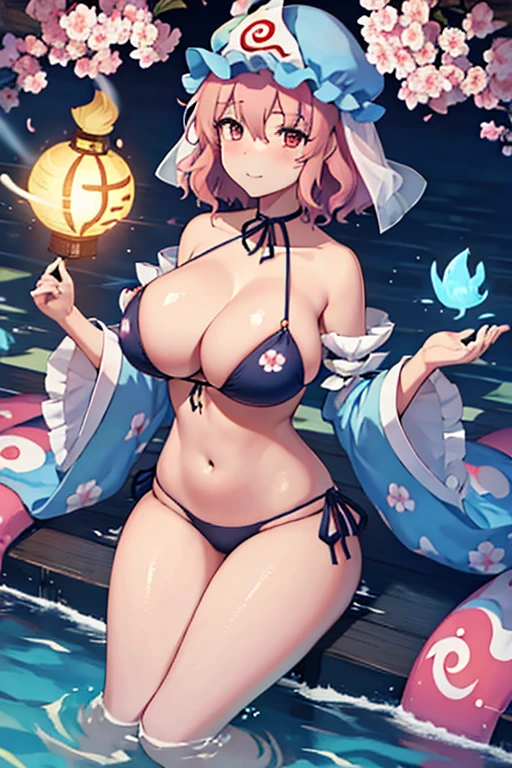 Saigyoji Temple_Yuyuko, huge-breasted,swim wears,bikini