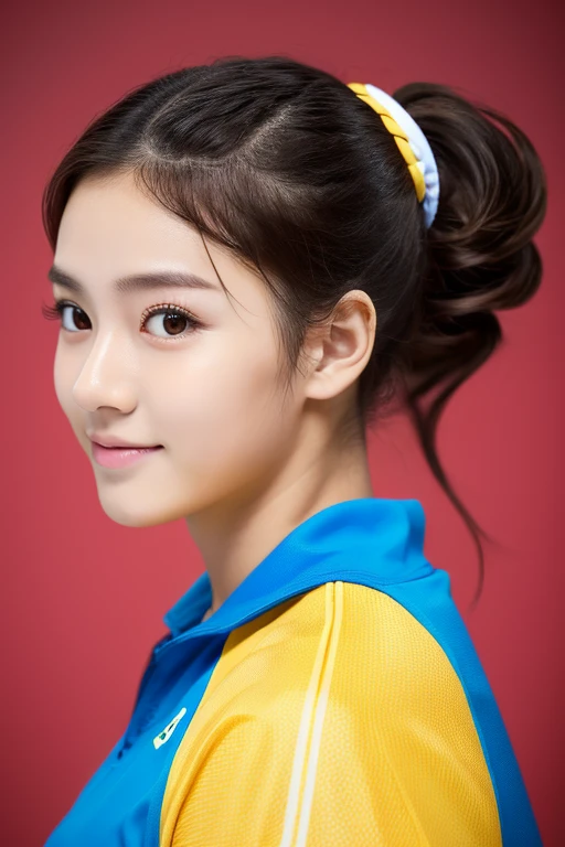 top-quality、​masterpiece、hight resolution、4K、real 18 year old woman、Volleyball Costumes、Puku Face、Hairstyle is ponytail、1girl in、