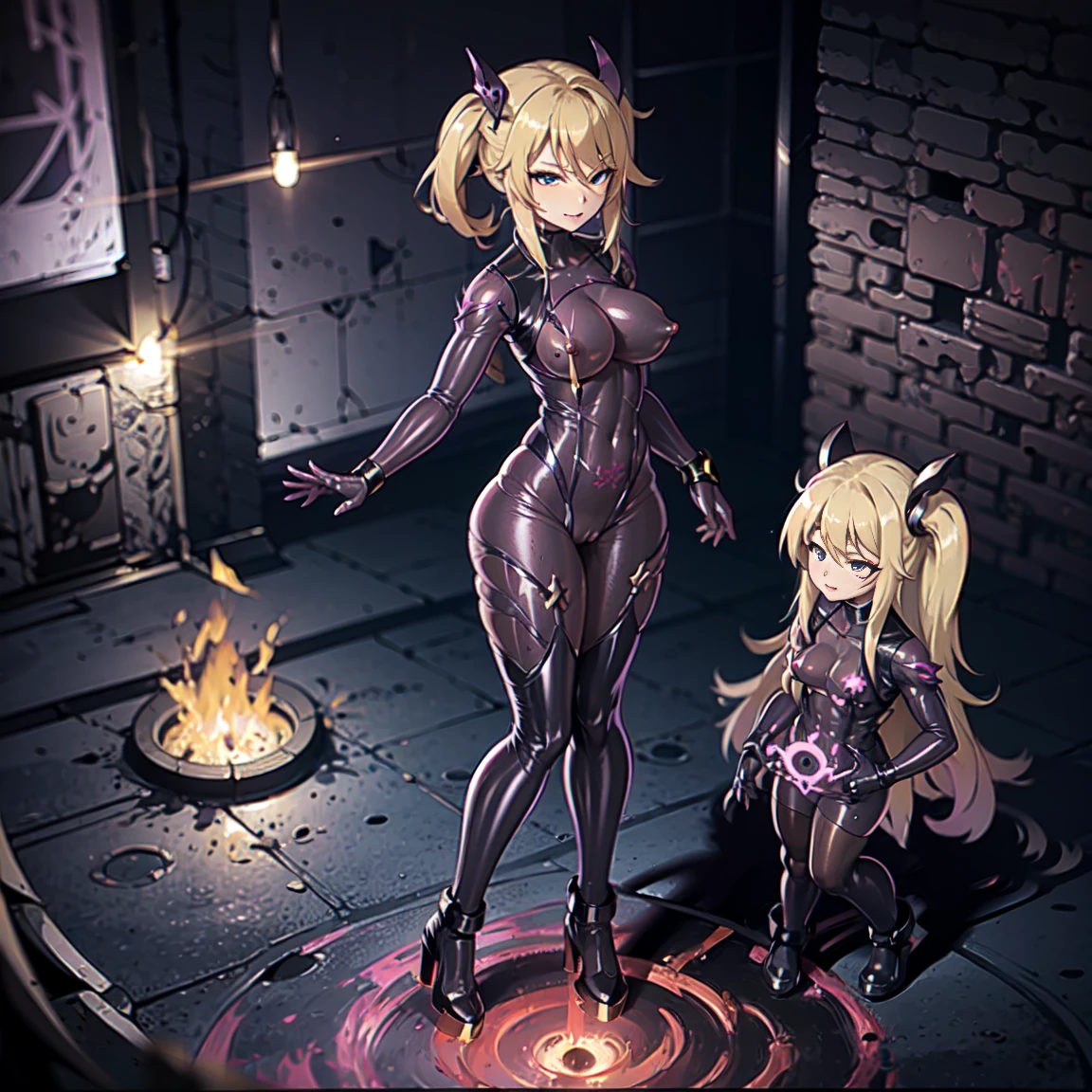 {nsfw}+++(evil samus aran) 1girl, standing, looking at viewer, (dark persona, corruption) contrapposto, evil, dark persona, bad end, corruption, dominatrix, parasite, infected, transformation, possession, mind_control, mind break, brainwash, dark samus(style), blue glowing vein over the body, fluide phazon, infected by phazon
evil smile, eyelashes, covered nipples, erect nipples under clothes, evil grin, evil eyes, pubic tattoo, dark aura, crotch_tattoo, big_breasts, silver hair, red eyes, evil eyes, venus body, voluptuous, pubic hair, innie , areolae, nipples, piercing, erect nipples, nipples visible through clothing, collarbone, wet skin, horny female, tentacles over the body, tentacles in pusssy, cum dripe, cum, cum over the body, pervert, ahegao, best quality, beautifully detailed face, ray tracing, DOF, HDR, (evil base:1), pelvic_curtain,
revealing clothes, cleavage, tight clothing, highhighs, between labia, skin tight, fingerless_gloves, skintight bodysuit, official style, zero suite samus, blue neon glowing zero suite