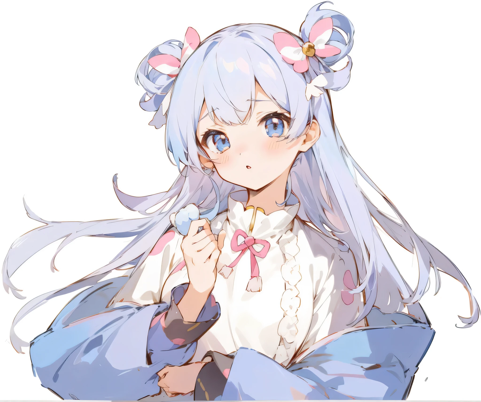8K,high high quality!!Detail Enhancement!!Highest image quality!!拿着小雪人的长白发和粉色蝴蝶结的Anime manga girl, Anime cute art style, 可爱的Anime manga girl, Anime manga girl, small curvy change, change, Cute Anime Girls, Anime visuals of a cute girl, , portrait of 可爱的Anime manga girl, small change girl, 年轻的Anime manga girl, Kitagawa Ocean Fan Art