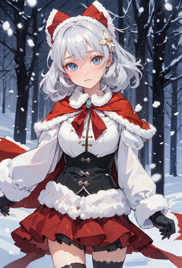 (Detailed illustrations,Very detailed and detailed drawing,Delicate lines with slow and rapid,Realistic texture expression),[Color tressed main line],[Winter Park [Walking trail](Powder snow)],[HENTAI] kawaii ((anime) tareme Girl (Pretty) 12year old [SKINNY [Sheer breast]]) (Silvery hair [[Hairstyles with a wide forehead]]) ((magical little girl)),((holly leaves) Head dress) (Fur collared cape((frilld) bow ribbon)[boa fabric dress][Color stockings],Transparency [Soft ambient light] gravure [Colorful],(Intricate and beautiful decoration [Dense detail]),(Fine and beautiful skin expression [Transparency]),[完璧な目のdetaileds (Iris beautifully drawn in every detail)[Jewel-like eyes]],[long and beautiful eyelashes],[Meticulously drawn hair [美しく艷やかな髪のdetaileds]],(完璧な手のdetaileds [Beautiful fingers without breakdowns [Beautiful nails]]),(Perfect Anatomy(Perfectly proportioned))[[Full body like]],[Ideal color coordination(Accurate simulation of light-material interactions)],([Precision Detail](detaileds,high-detail)),[[Pale and gentle colors]][Visual art that conveys a sense of narrative].
