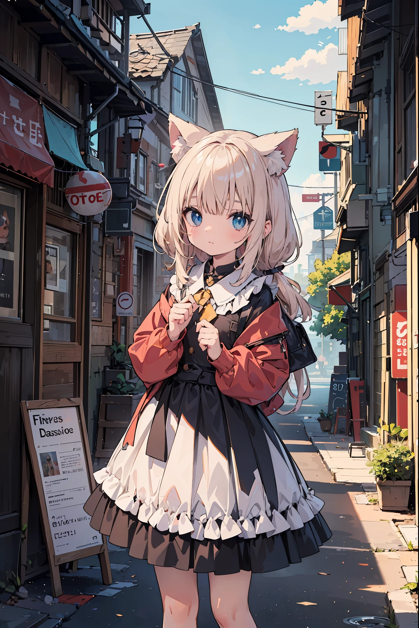 Absurd, Absolute Resolution, Incredibly Absurd, Superb Quality, Super Detail, Official Art, unity 8k wallpaper BREAK. , cat, young cat ears, cute, staring,