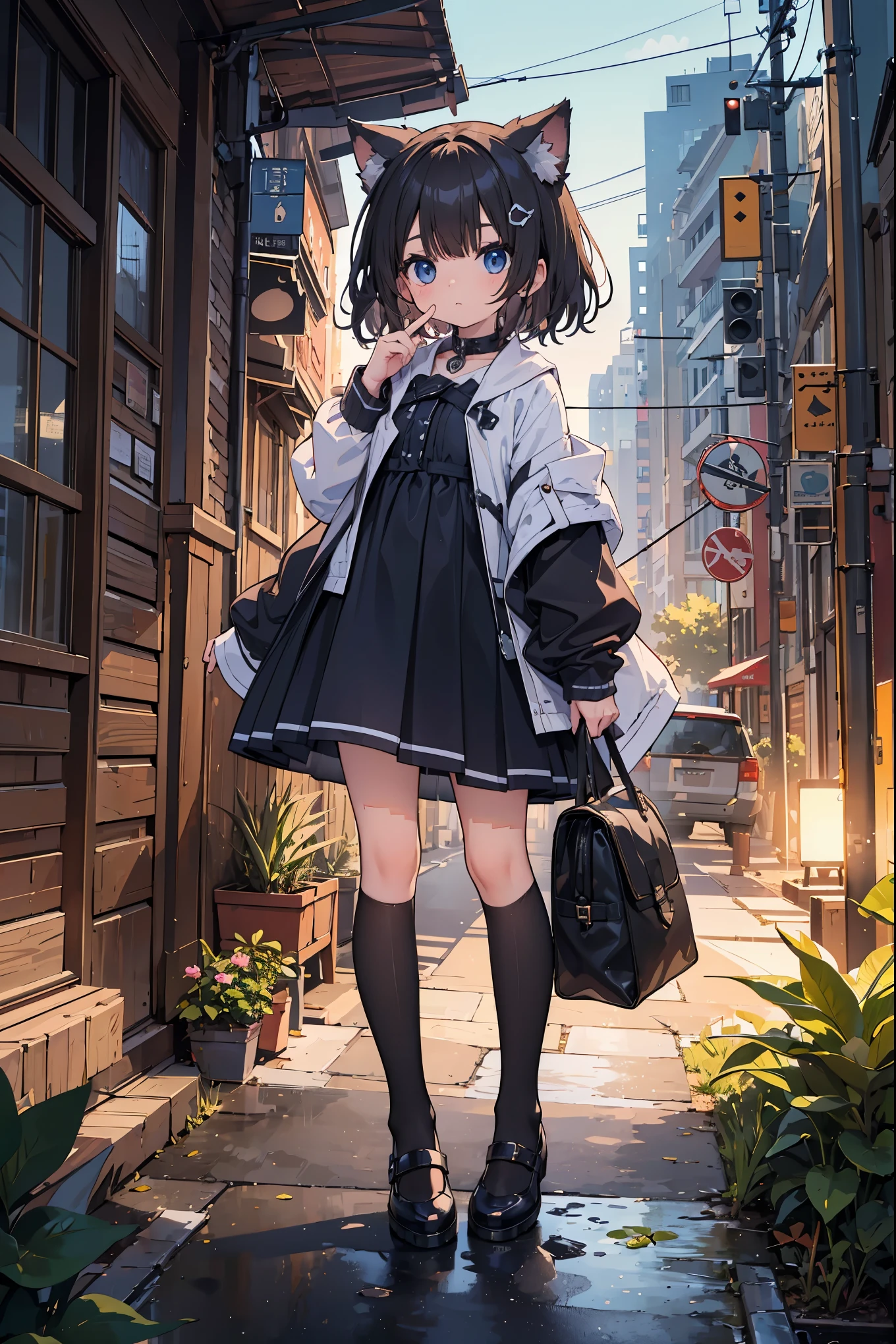 Absurd, Absolute Resolution, Incredibly Absurd, Superb Quality, Super Detail, Official Art, unity 8k wallpaper BREAK. Little, cat, young child with cat ears, cute, staring,
