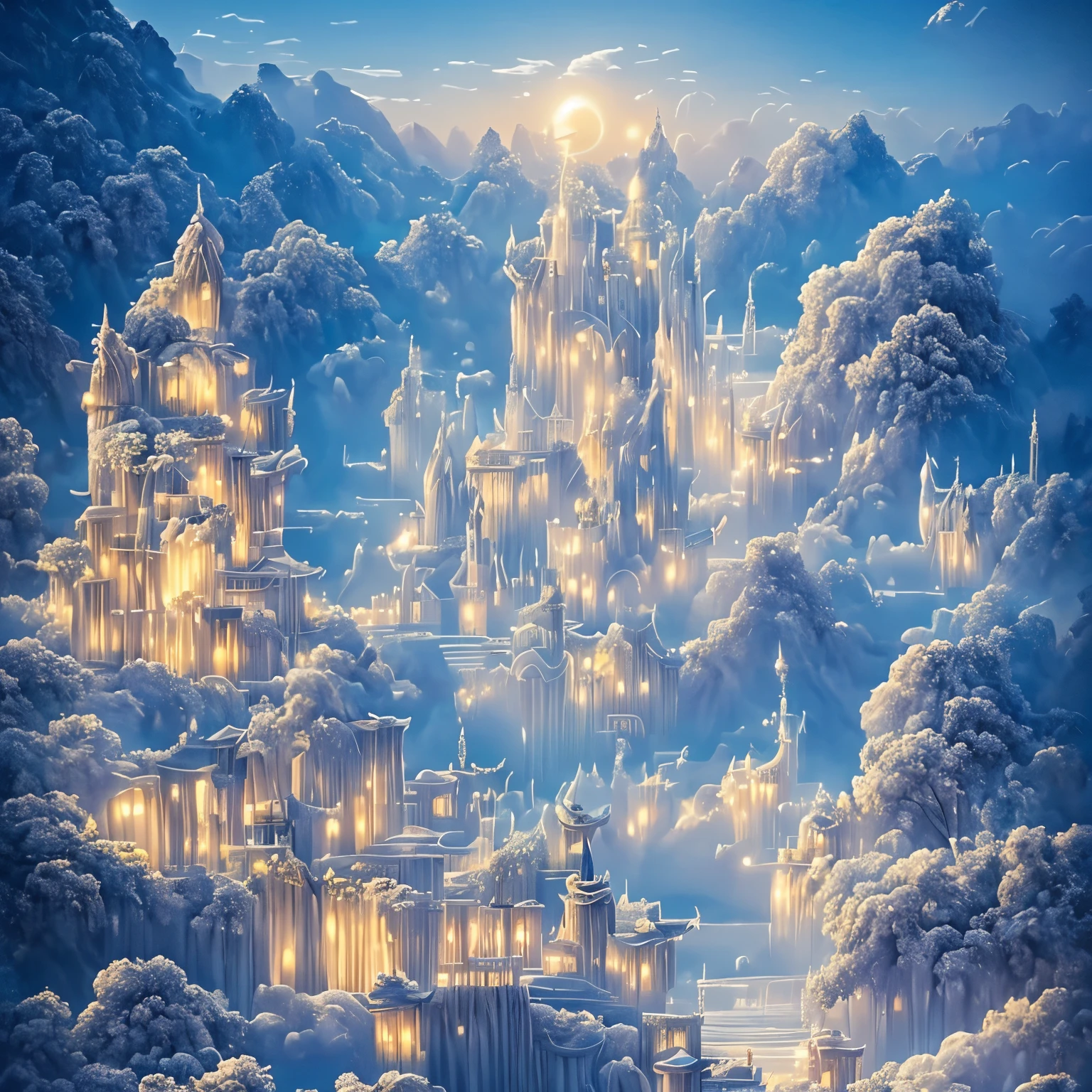 dragon kingdom, Cloud World, Flying Angel, Majestic gates and pillars, Sun, Moon and stars, In Heaven,
masutepiece, Best Quality, Ultra-detailed,
Sidon, Sidon style
(Realistic, very delicate and beautiful, depth of fields, Film grain, Professional Lighting,
Photon mapping, Radio City, Physically-based rendering,