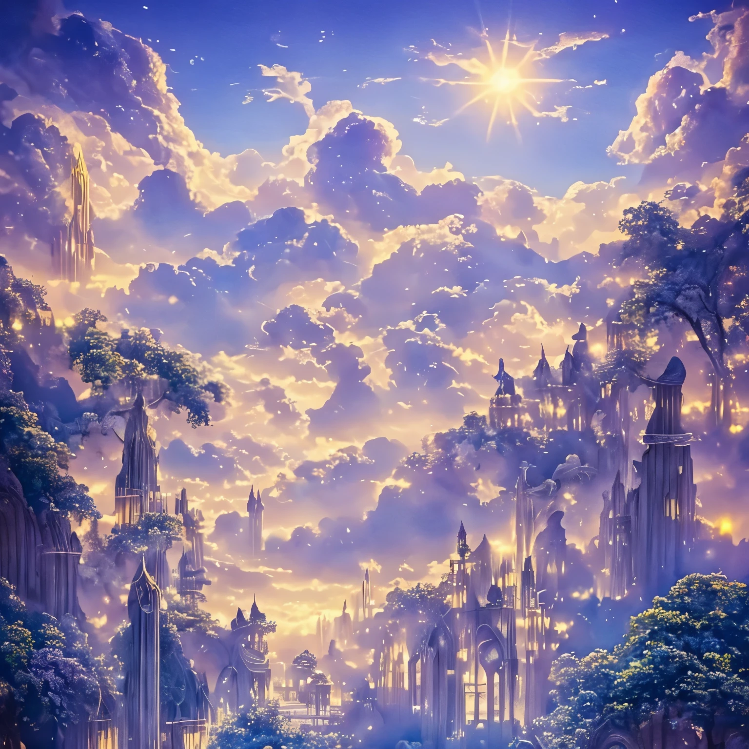 dragon kingdom, Cloud World, Flying Angel, Majestic gates and pillars, Sun, Moon and stars, In Heaven, 
masutepiece, Best Quality, Ultra-detailed, 
Sidon, Sidon style
(Realistic, very delicate and beautiful, depth of fields, Film grain, Professional Lighting, 
Photon mapping, Radio City, Physically-based rendering,