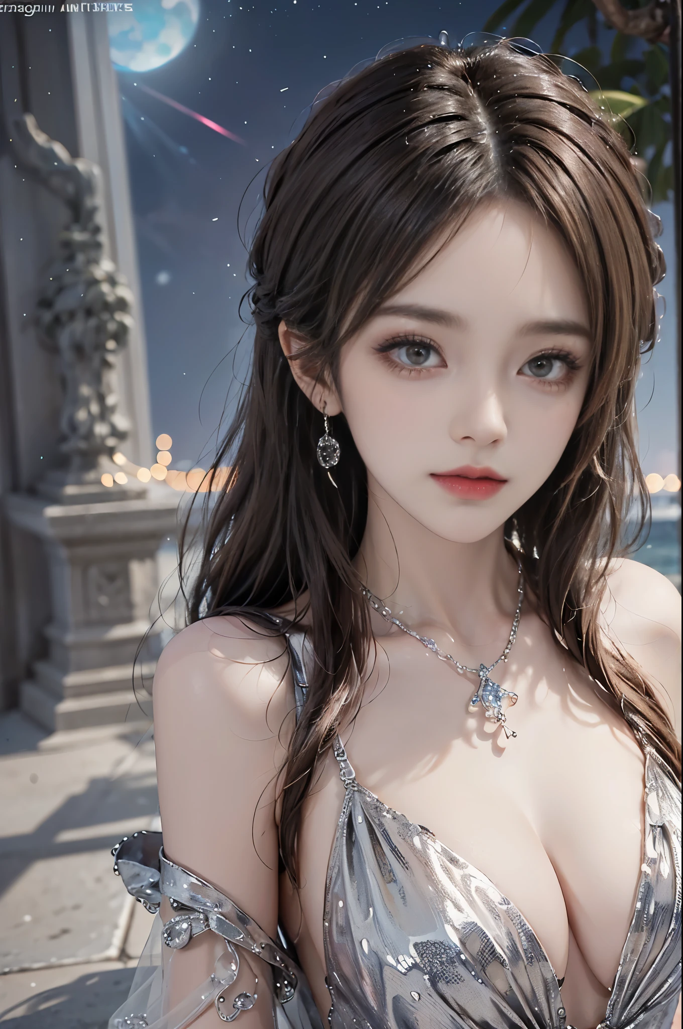 long dress,dress, fashi-girl,red lips,mature female,makeup, (Best quality, 8k, Masterpiece :1.3), (realistic, photorealistic:    1.37), (1girl), (Pretty woman in her 20s), (slim), (Japanese), (random pose),  ((dark brown hair)), exquisite facial features,  Super fine face, Fine eyes, Double eyelids,(wet body), (long hair, random hairstyle), (large breasts :1.3), (outdoors), (Ultra-detailed face), (Detailed eyes), (Double eyelids), (eyeshadow intensifying), (many eyelashes), (long legs), (professional lighting),  (photon mapping), (radiosity), (looking directly at viewer)