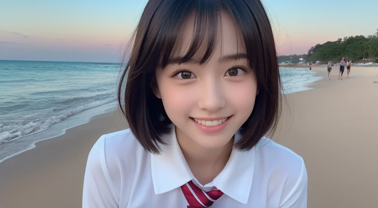 (((Photo from below:1.4)))、(((Group photo of multiple high school girls:1.3))、(((High school girl standing in front of the viewer and looking down:1.3))),((beautiful sea blue:1.2))、((White sandy beach))、(Cute profile)、(((Naked, loose-fitting high school girl's uniform:1.3)))、(((My breasts are visible through the hem of my clothes:1.2)))、(Highly detailed beautiful face of one young girl), Great look and best quality:1.4), (Ultra-detailed), (8k wallpaper), Highly detailed, High-definition raw color photos, Professional Photography, Realistic portrait, Amazing face and eyes, Brown eyes, in 8K、Detailed face of a very detailed beautiful girl、extremely detailed eye、highlydetailed skin、extremely detailed fingers、highly detailed nose、very detailed detailed mouth、Perfect Anatomy、细致背景、Detailed clothing、Beautiful girls、(16:1.2)、sixteen years old、Cute Girls、Realistic body、Model-like body shape、((Realistic Beautiful Girl))、小柄、de pele branca、glistning skin、Slim body、((Beautiful black hair))、((nogizaka ))、((looking happy smile:1.2))、bangss: 1.5、kawaii faces、Lifelike face、Delicate eyes、((Wearing high school uniform and playing in the sea:1.3)),((a miniskirt))、((the wind lifts their skirts、Local parts are visible..))、sixteen years old, ((jumpy))、(itting open legs)、Open your crotch、((Local parts are visible.......................))、((Thin pubic hair))、((small breasts and small nipples............)), depth of fields, full-shot、3women、japanes、sixteen years old、(beauitful face:1.5)、(Nothing is worn)、(Running on the beach)