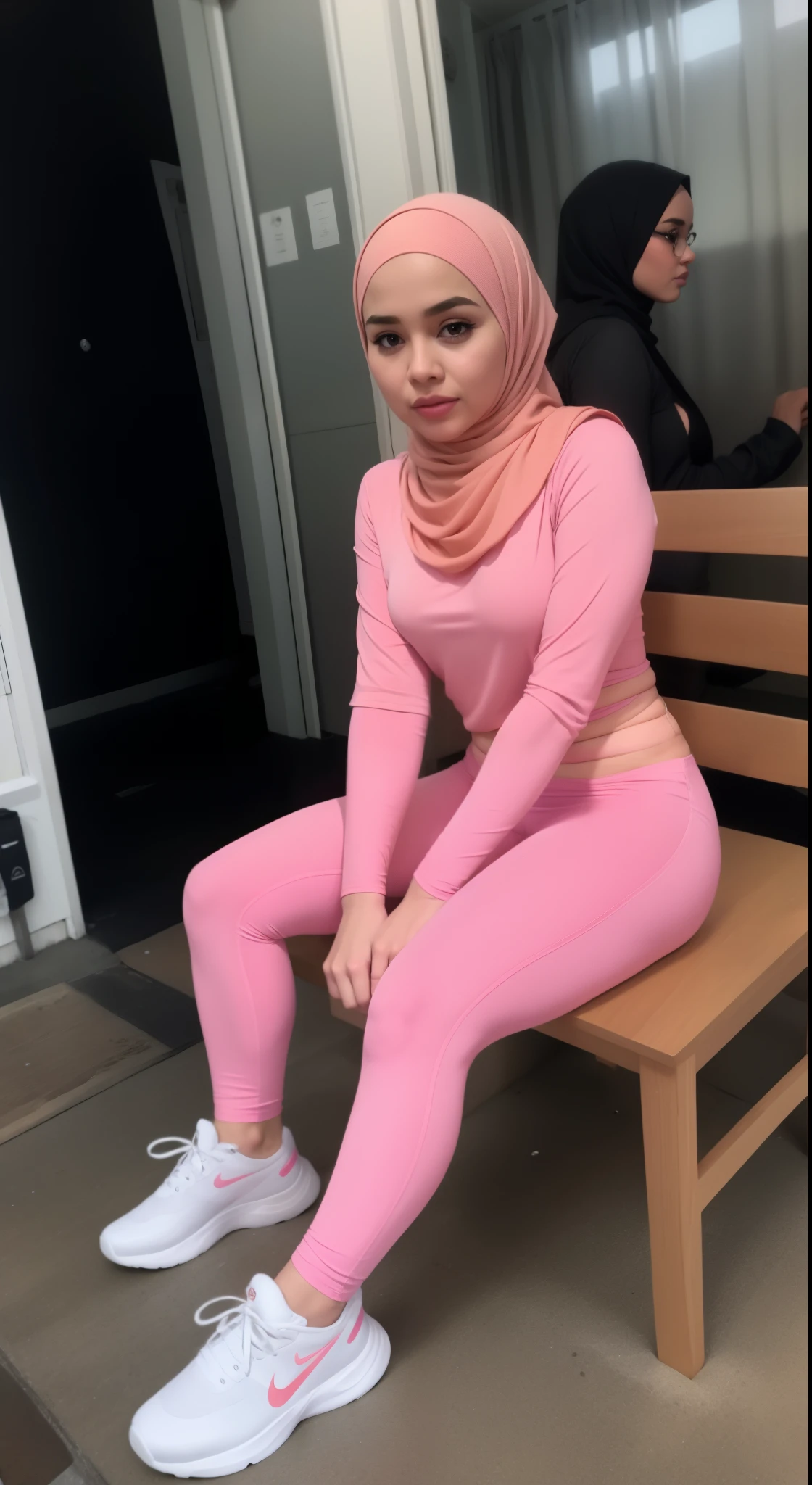 HIJAB MALAY GIRL,, IMF as a good Guy, TECHNOLGY, AI, futuristic, blockchain, International Monetary Fund, (MATRIX WORLD), ((look In front  at the camera and open your mouth)).