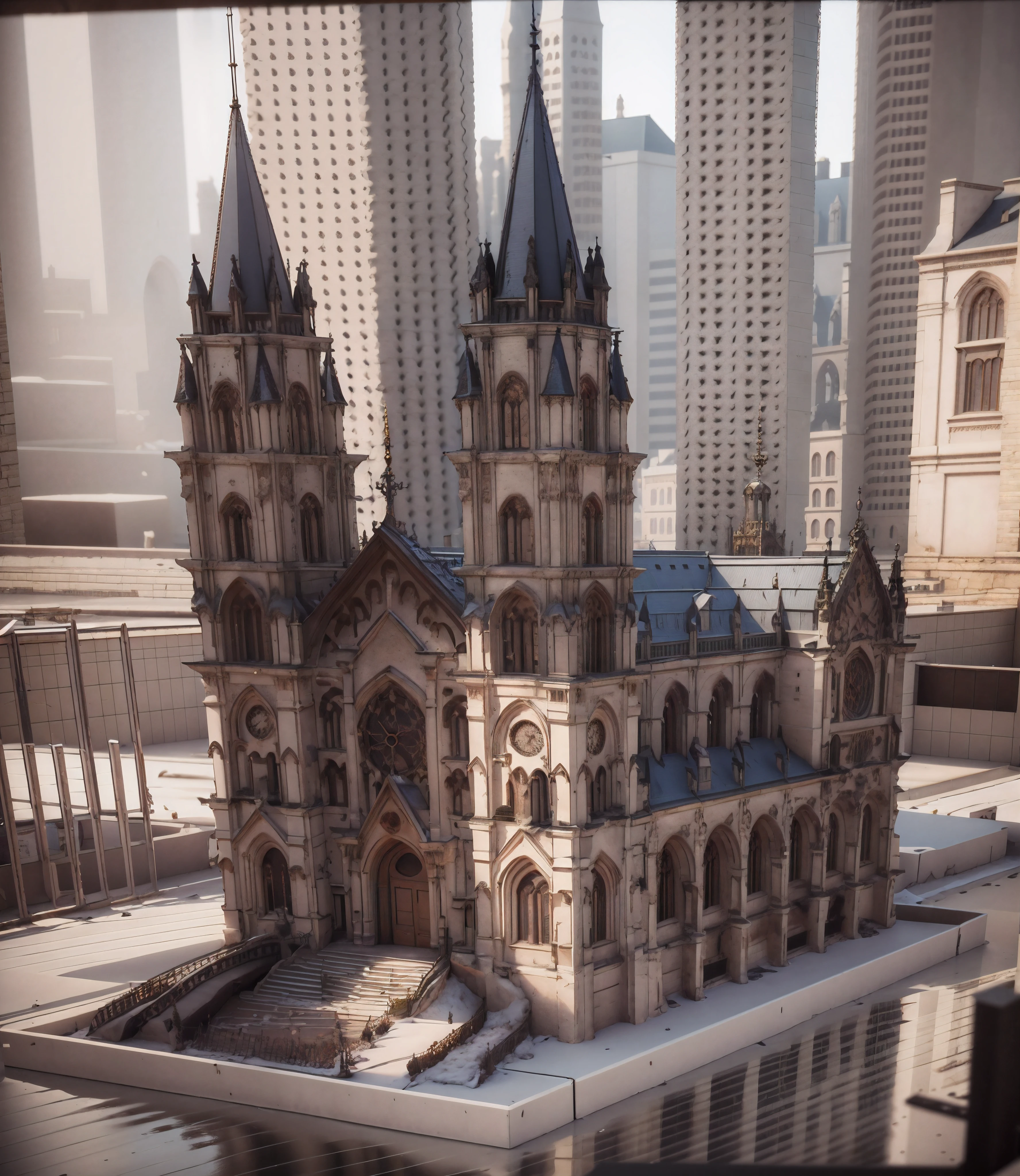 arafed image of a model of a church with a clock tower, cathedral!!!!!, photographic isometric cathedral, gothic cathedral, cathedral, highly detailed!!!!!!!, alabaster gothic cathedral, highly rendered!!, neo-gothic concept, gothic building style, 3 d highly detailed, 3d highly detailed, detailed intricate render, pre-rendered