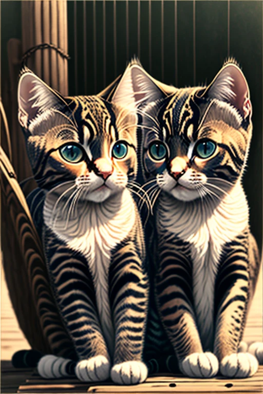 five kitens on a row,portrait