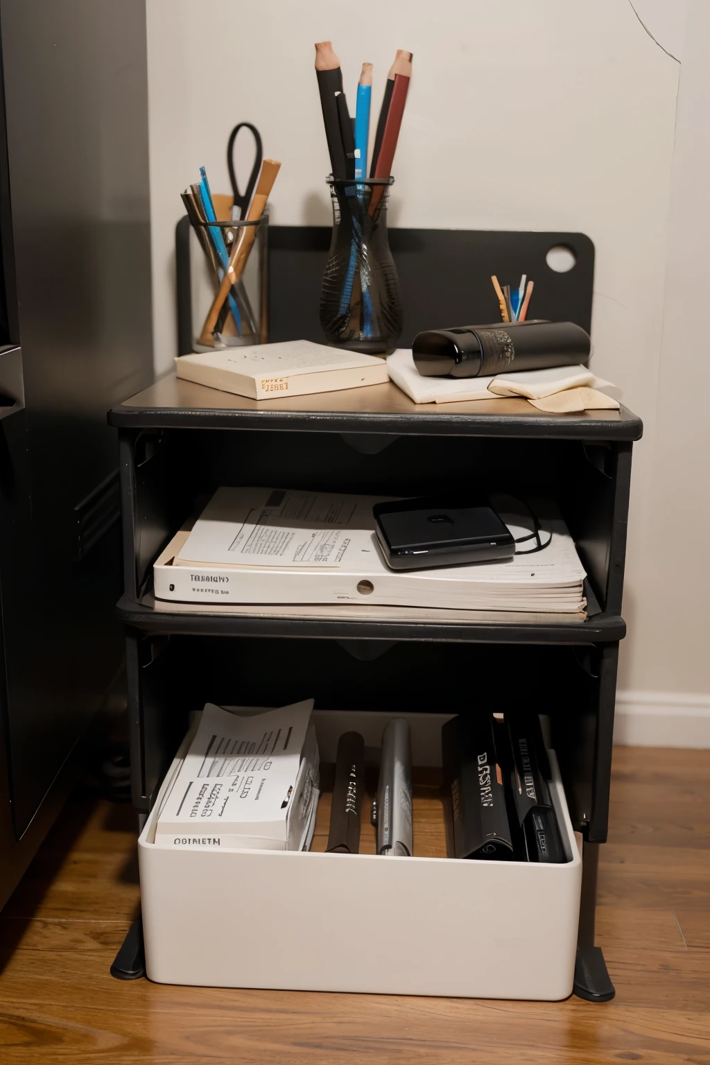 Wire organizer rectangle black on desk