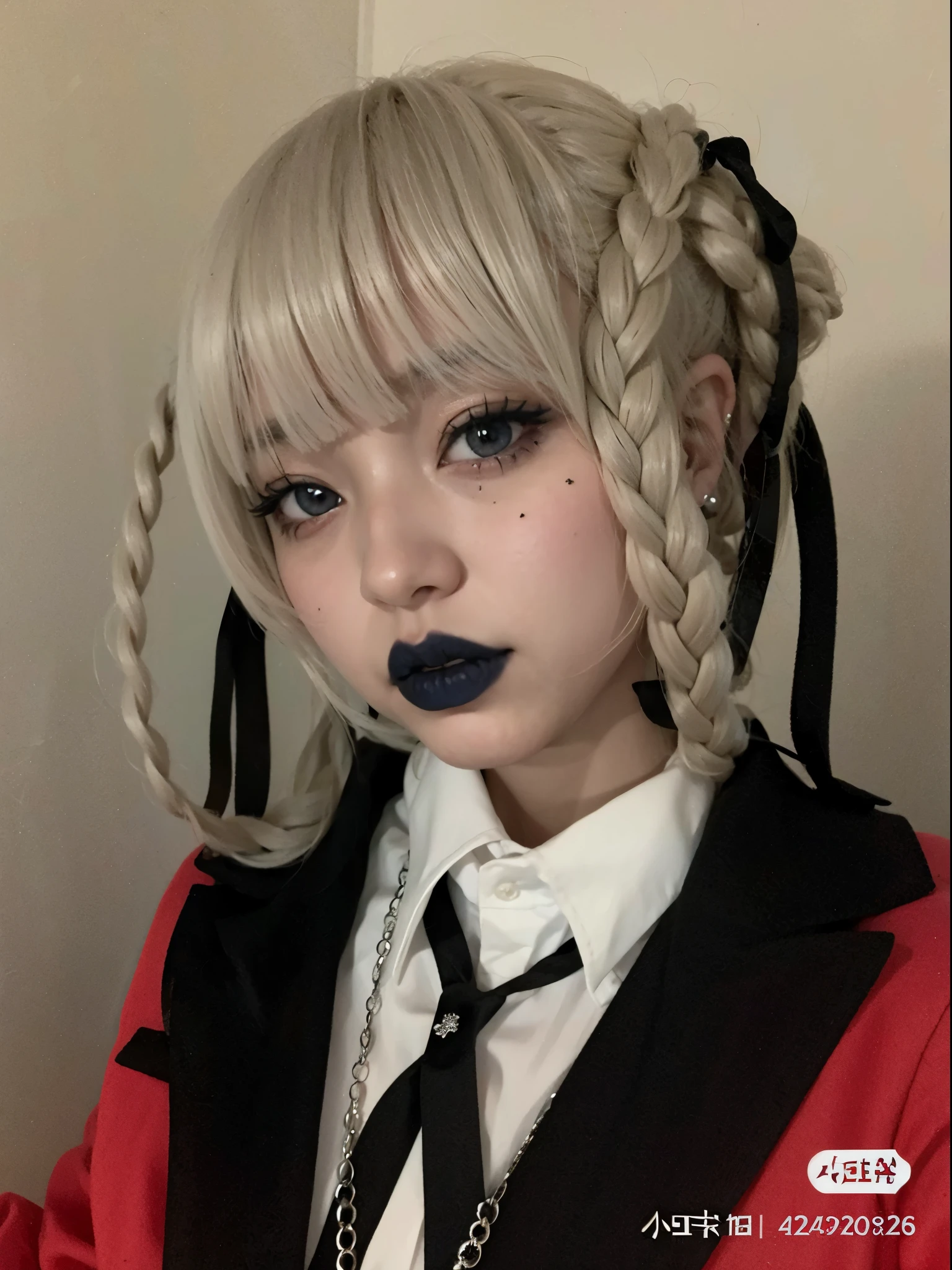 Chica de pelo rubio con ojos azules y corbata negra., 1 7 - - old me goth girl, Inspirado en el anime, Shikamimi, 2 b, 2b, Chica anime , Retrato de una mujer como Reol, cruel korean goth girl, anime , Sakimichan, Peinado blanco de corte hime, gothic maiden Chica anime, Misa Amane
