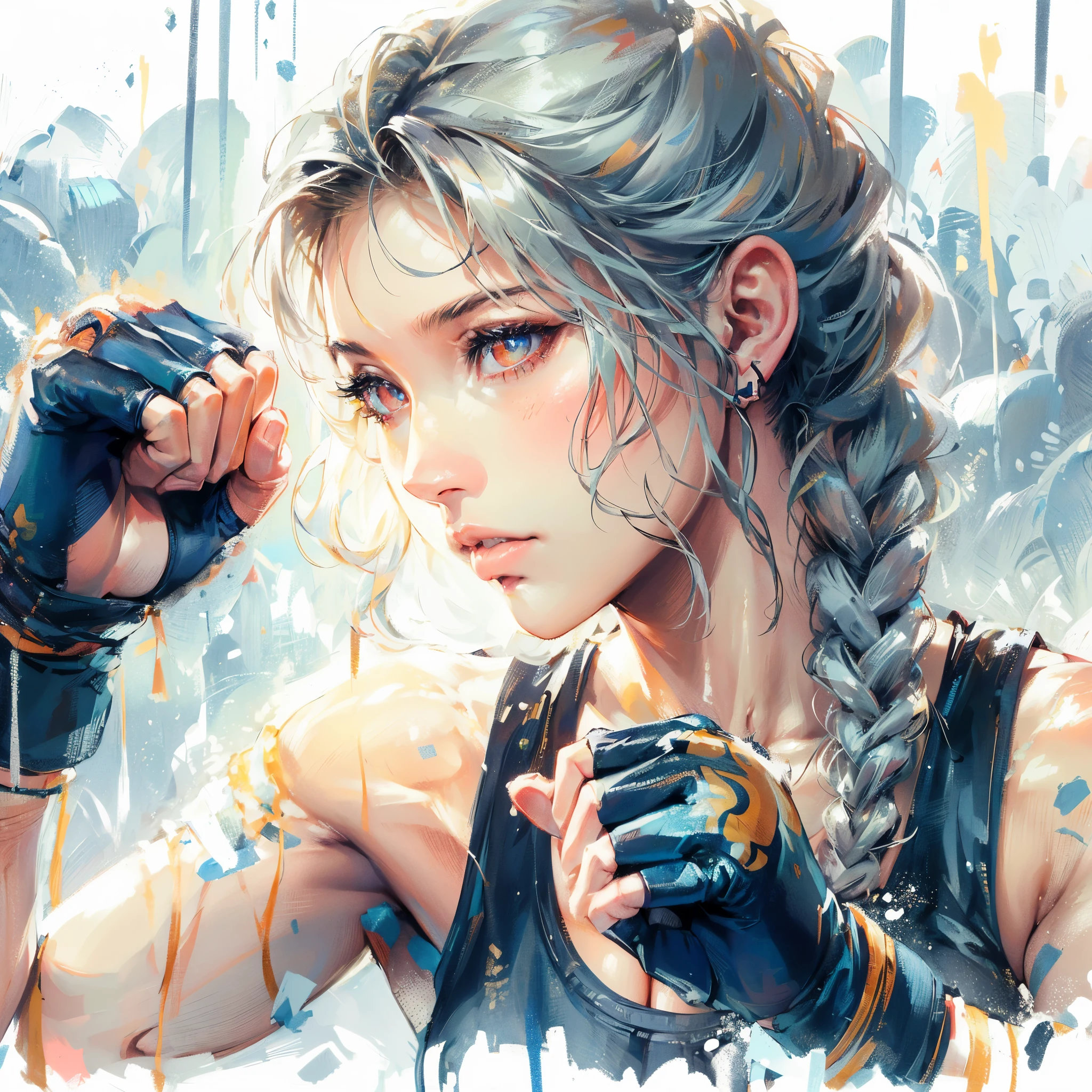 (Best Quality, masutepiece),ultra detailed photographic,1girl in, Women's wrestling athlete ,Large breasts,nice legs, At wrestling venue,Detailed beautiful face,Beautiful eyes,detailed hairs,detailed clothes,Detailed realistic skin,Cool,Dynamic Angle,