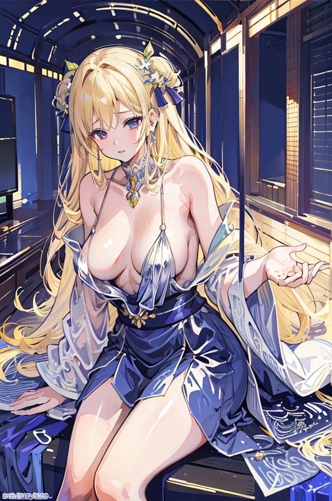 28
(Enrich the picture,Masterpiece quality)Beautiful 8K CG artwork,Goddess-like pose,sittinng on the river,Postural exercises,Thin and soft,Translucent skin,A yellow-haired、The beauty of super long hair, Super Long Straight Hair,The skin is fair and juicy,Underwear uniforms,Perspective Part 1.2x enhanced contour effect,Exquisite transparent blue case in pajamas,Intricate and exquisite details,The background is a bit blurry,Charming and sexy legs,drooltra large breasts,Japan goddess,Perfect body slim curves,Scene by the sea,