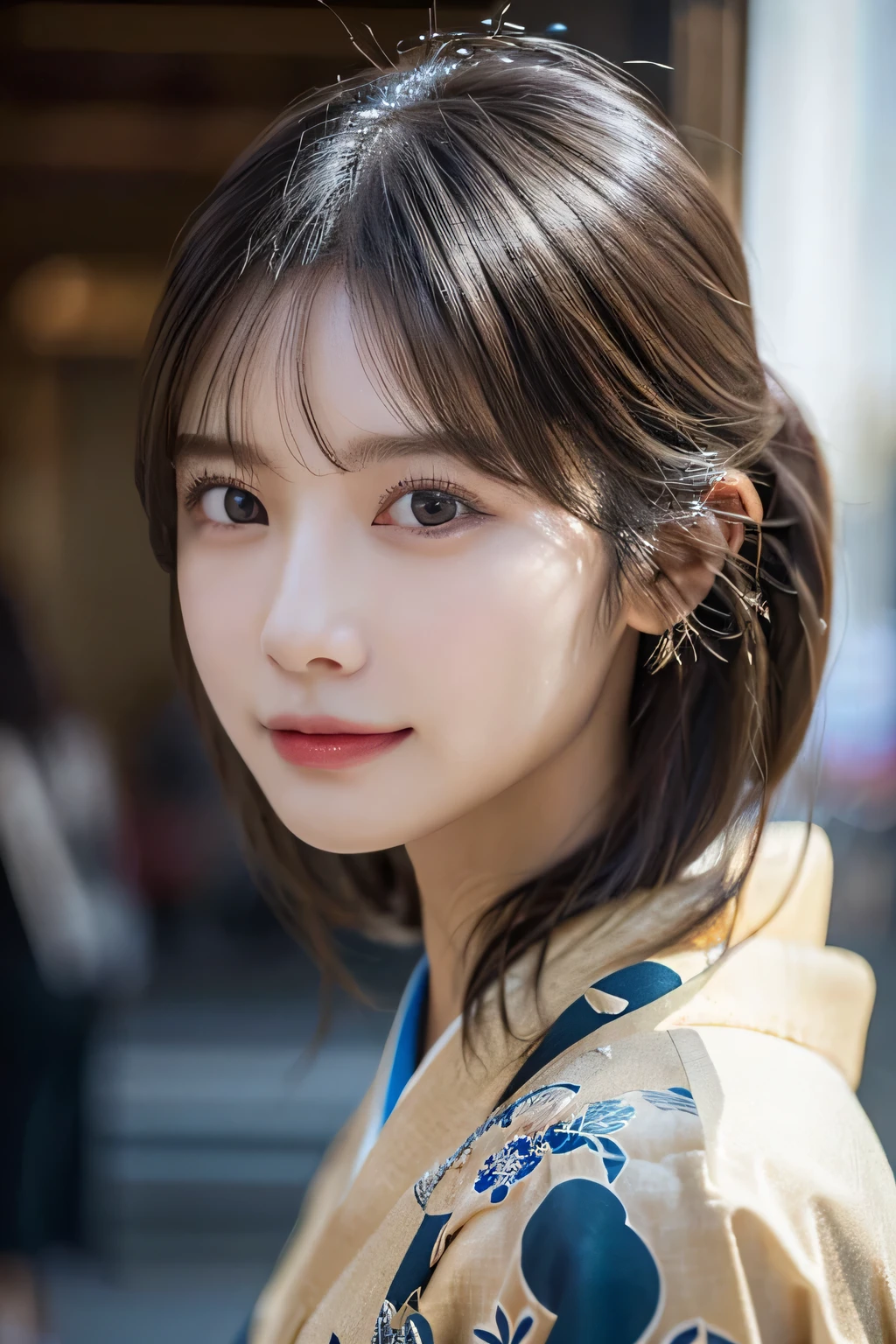 ((Kimono))、(sisterhood)、、(top-quality,masterpiece:1.3,超A high resolution,),(ultra-detailliert,Caustics),(Photorealsitic:1.4,RAW shooting,)Ultra-realistic capture,A highly detailed,High resolution 16K human skin closeup、 Skin texture is natural、、The skin looks healthy with an even tone、 Use natural light and color,Two Women,japanes,,kawaii,A dark-haired,Middle hair,,smil,,(depth of fields、chromatic abberation、、Wide range of lighting、Natural Shading、)、