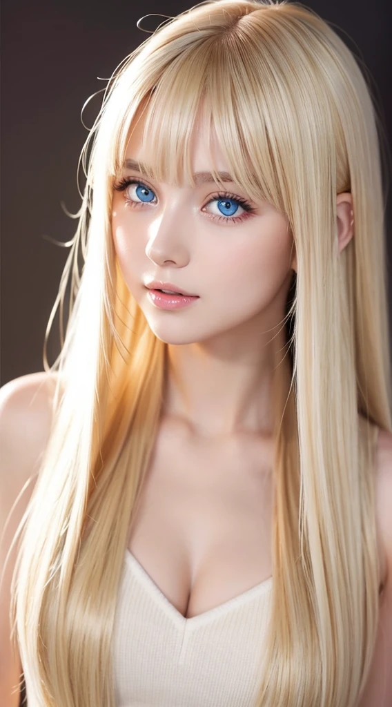 The highest beauty of splendor、Clear white glossy skin、Wind blonde gets in the way in front of a cute face、Sexy big 20 year old cute beautiful blonde girl、Hair color that changes depending on the angle of light、Sexy little beautiful face、Small face beauty、Shiny light straight blonde hair、Bangs dancing in front of cute beautiful face、Long silky bangs covering sparkling pale bright white light blue eyes,,、very big eyes、Super long blonde hair that hides her sexy face、Sexy cute young woman、Super Long Natural Blonde Shiny Light Hair、Small face beauty、bright expression、Glossy skin、cheek gloss highlight、Hair Play