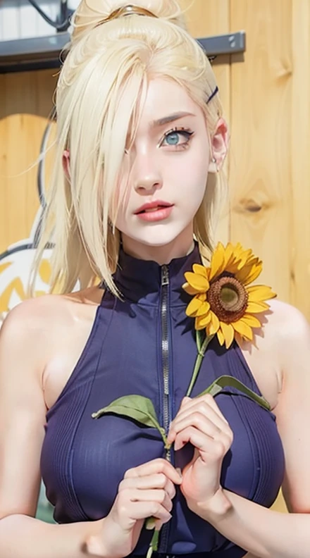 1girls, Ino Yamanaka in the anime Naruto, Short Hair Hair, Yellow hair, Blue Eyes, smile, Beautiful, sexy outfit, sexy clothes, white and red clothes, Very Huge Big Chest, Realistic clothes, Clothing details, Outdoor background, ultra-detail, Realistic , Ultra Hi ,beste-Qualit , Perfect details pro, from real photos