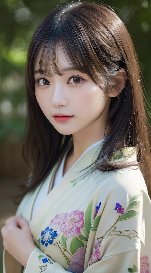 (Kimono)、(33yo)、(top-quality,masterpiece:1.3,超A high resolution,),(ultra-detailliert,Caustics),(Photorealsitic:1.4,RAW shooting,)Ultra-realistic capture,A highly detailed,high-definition16Kfor human skin、 Skin texture is natural、、The skin looks healthy with an even tone、 Use natural light and color、(One Woman)、japanes,,kawaii,A dark-haired,Middle hair,(depth of fields、chromatic abberation、、Wide range of lighting、Natural Shading、)、