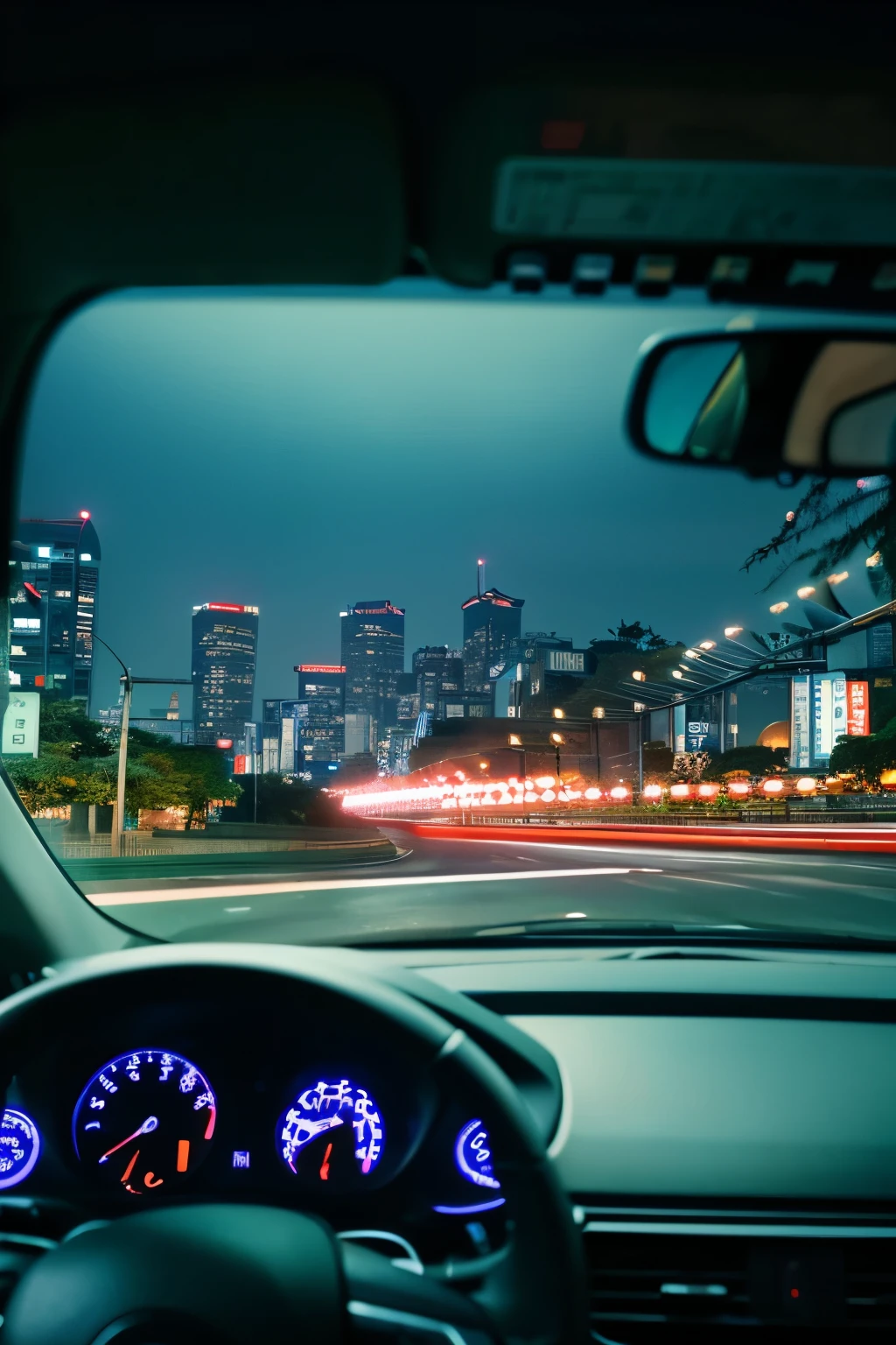 An illustration of the night view that symbolizes Tokyo as seen when driving on the Tokyo Metropolitan Expressway.