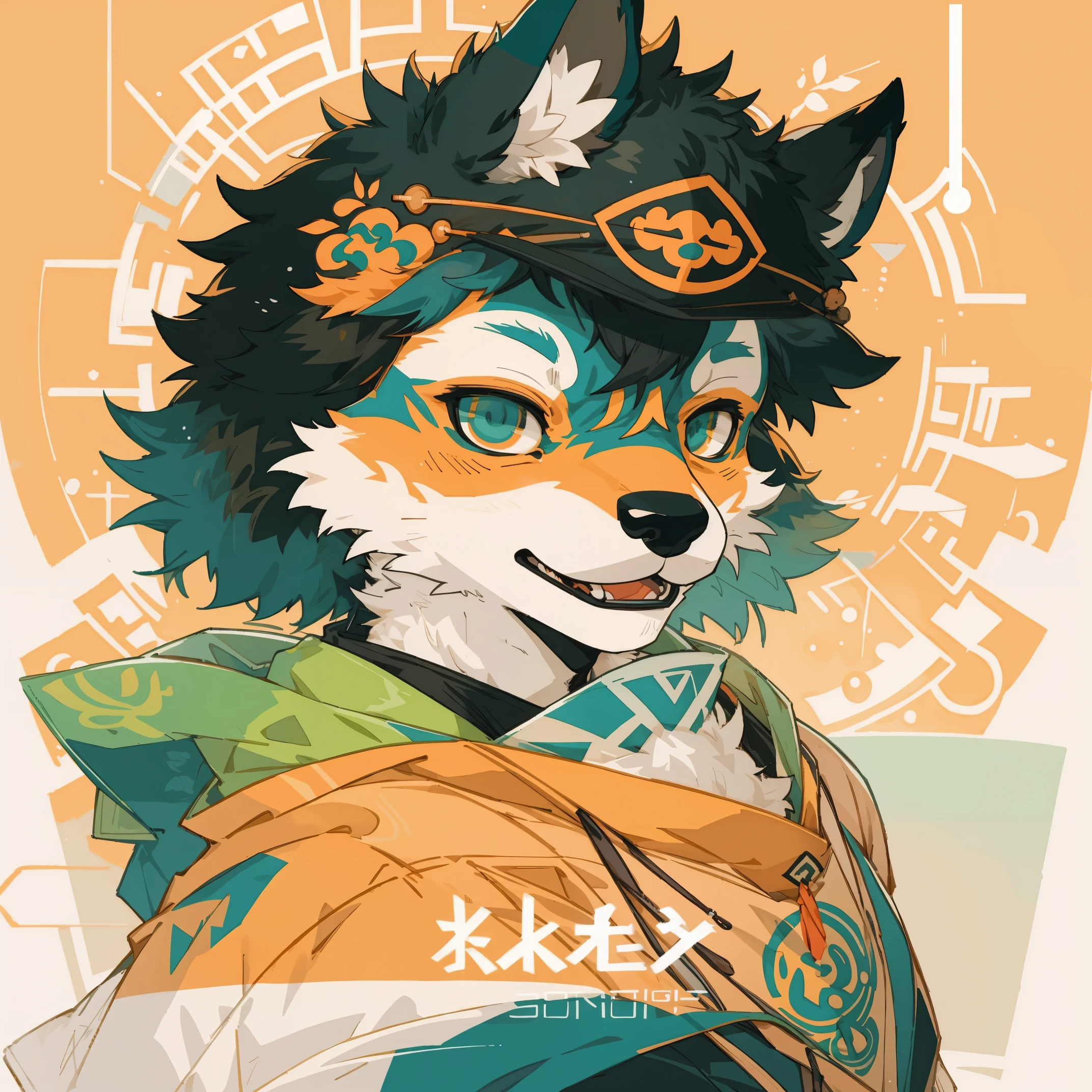 top quality, best quality, poster, rzminjourney, vector-art, High-quality illustrations by Victo Ngai, masterpiece(kemono, furry anthro)logo mark, round,