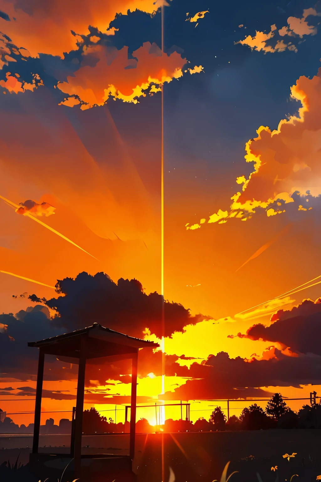 scenecy,the setting sun,The sun hanging in the sky,A little sad,4K,(Best quality at best)