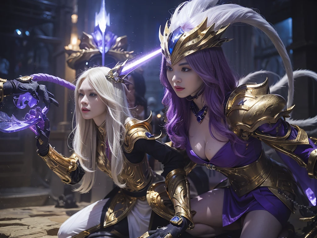 a close up of a 4 girls  ,pink hair , big booobs ,  shadowbringers cinematic, 4 k detail fantasy, a beautiful fantasy empress, game cg, xianxia fantasy, xianxia hero, 2. 5 d cgi anime fantasy artwork, cinematic goddess close shot, ruan jia and artgerm, wow 4 k detail fantasy, hyperdetailed fantasy character