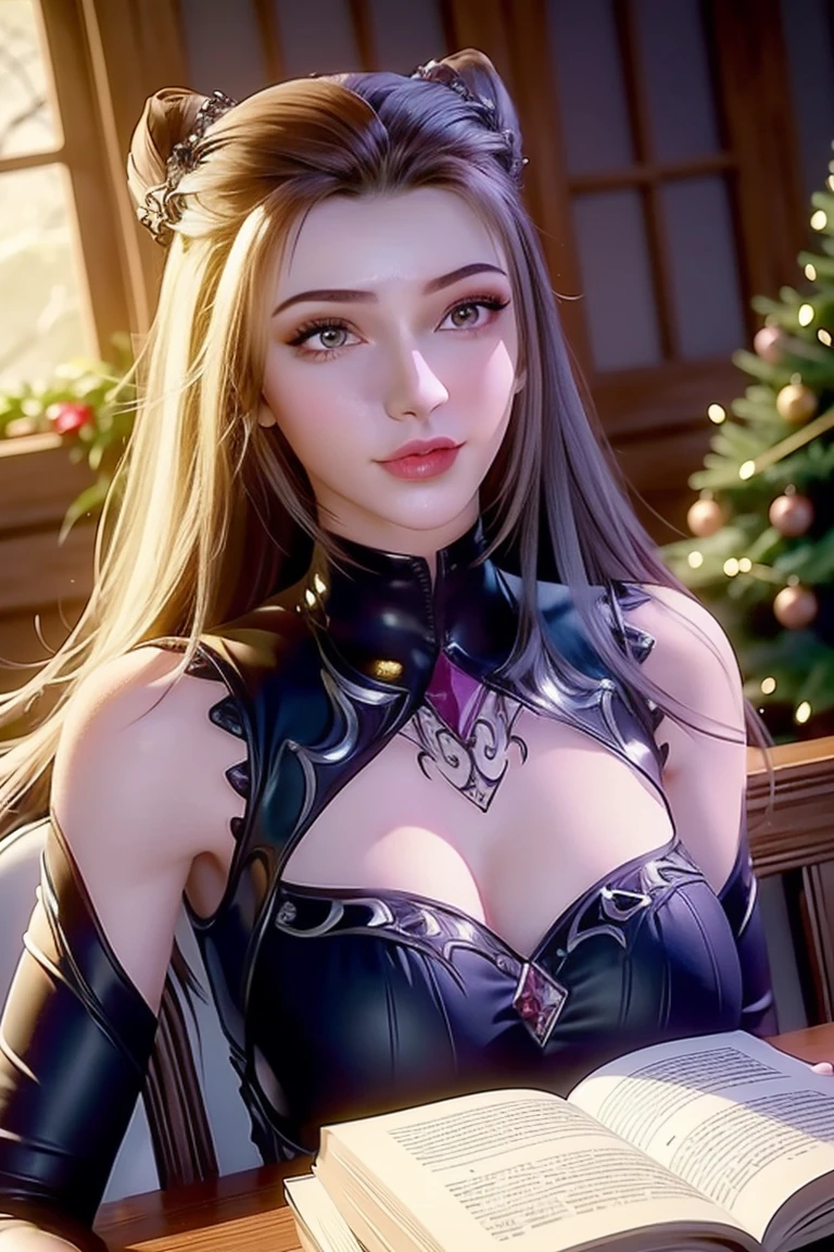 christmas eve girl, belos olhos detalhados, beautiful detailed lips, olhos e rosto extremamente detalhados, long eyelashes, Natal themed clothing and accessories, sorriso bonito, Aproveite a atmosfera do festival, Vem com uma caixa de presente lindamente embrulhada, cena de neve ao ar livre, cores suaves e vibrantes, Warm and cozy lighting, Retratos, Flocos de neve caindo ao fundo, detalhes delicados de neve, luzes cintilantes, There was joy and excitement in his eyes........., Zora々innocence, High-quality illustrations(4k, alta resolução, masutepiece:1.2), Ambiente de sonho、infantil、fora dos ombros,Mrs clause,Mrs clause,Natal