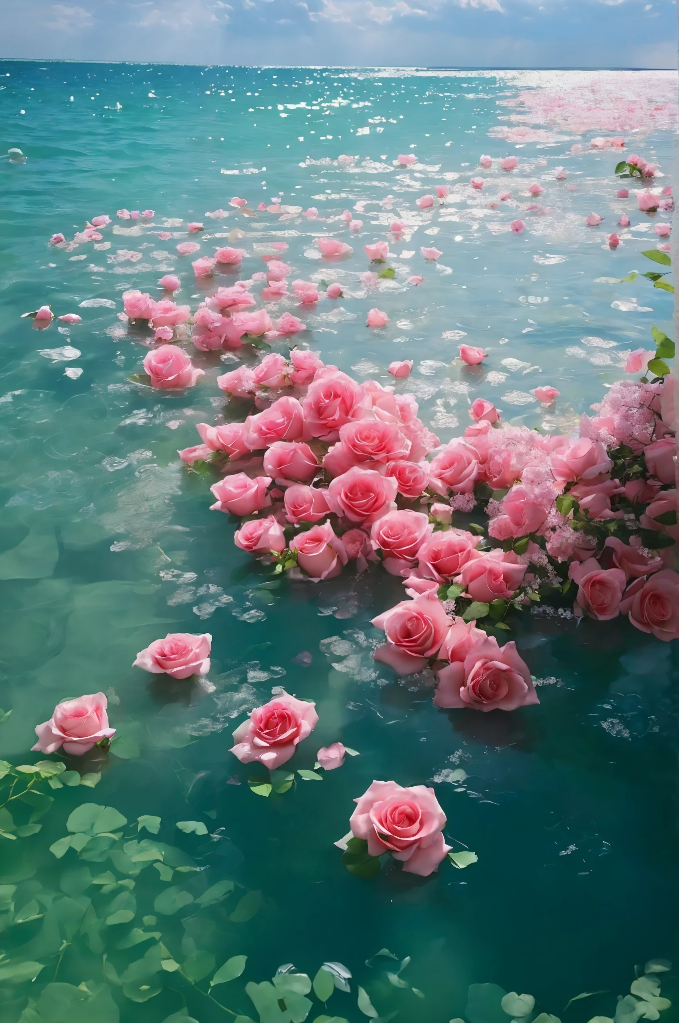 On a sunny day,Many pink roses floating on the water, The beautiful壁纸, blonde with blue eyes, rosette, very beautiful photograph of, The beautifuliphone壁纸, The beautiful大自然, There is a sea of flowers everywhere, The beautiful花朵, Thrilling, Exploded roses, The beautiful审美, Stunning wallpapers, pink water in big bathtub, rose background, laying on roses, Beautiful HD, The beautiful