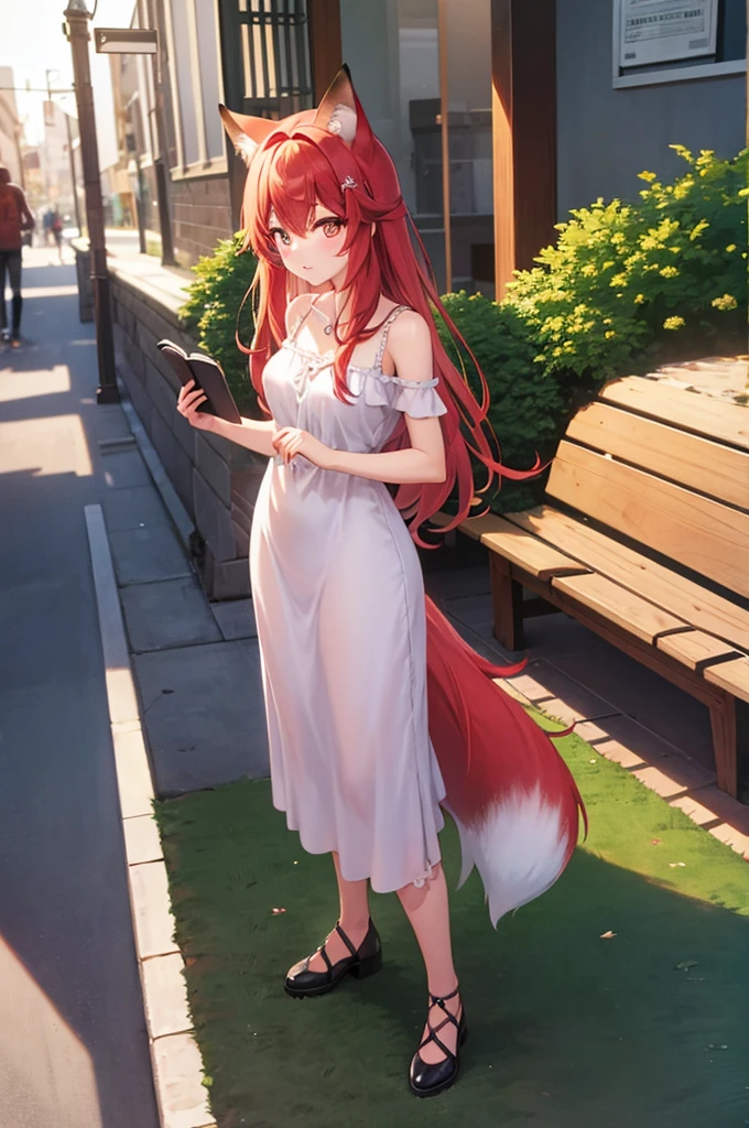 Red fox、personification、a beauty girl、