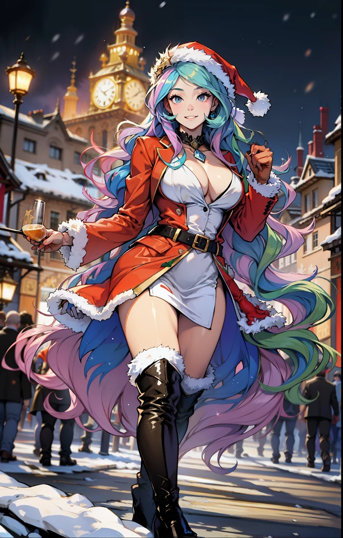 a glass of champagne, Holding a glass, Christmas drink